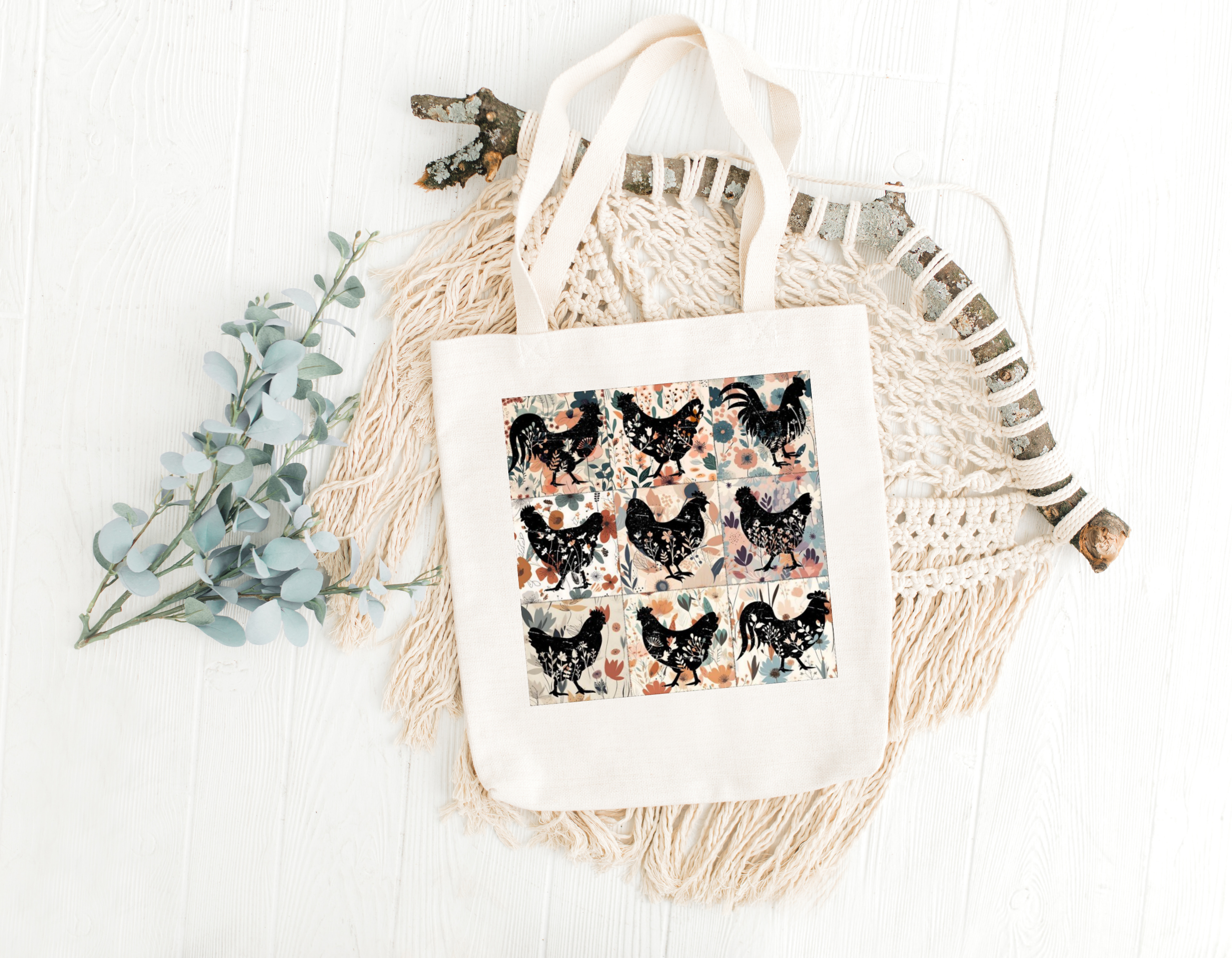 Retro Chicken Tote Bag