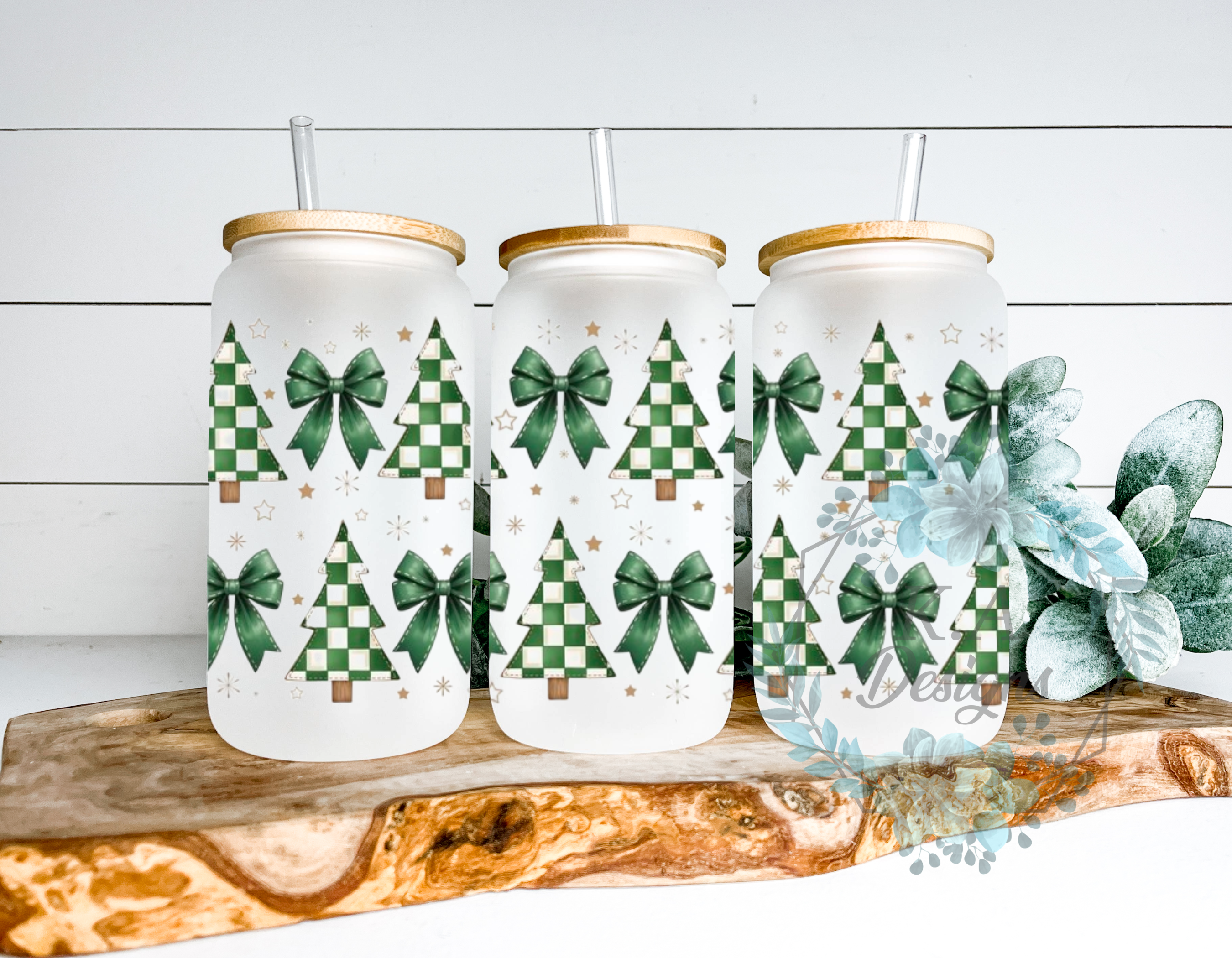 Retro Bow Frosted Glass Can