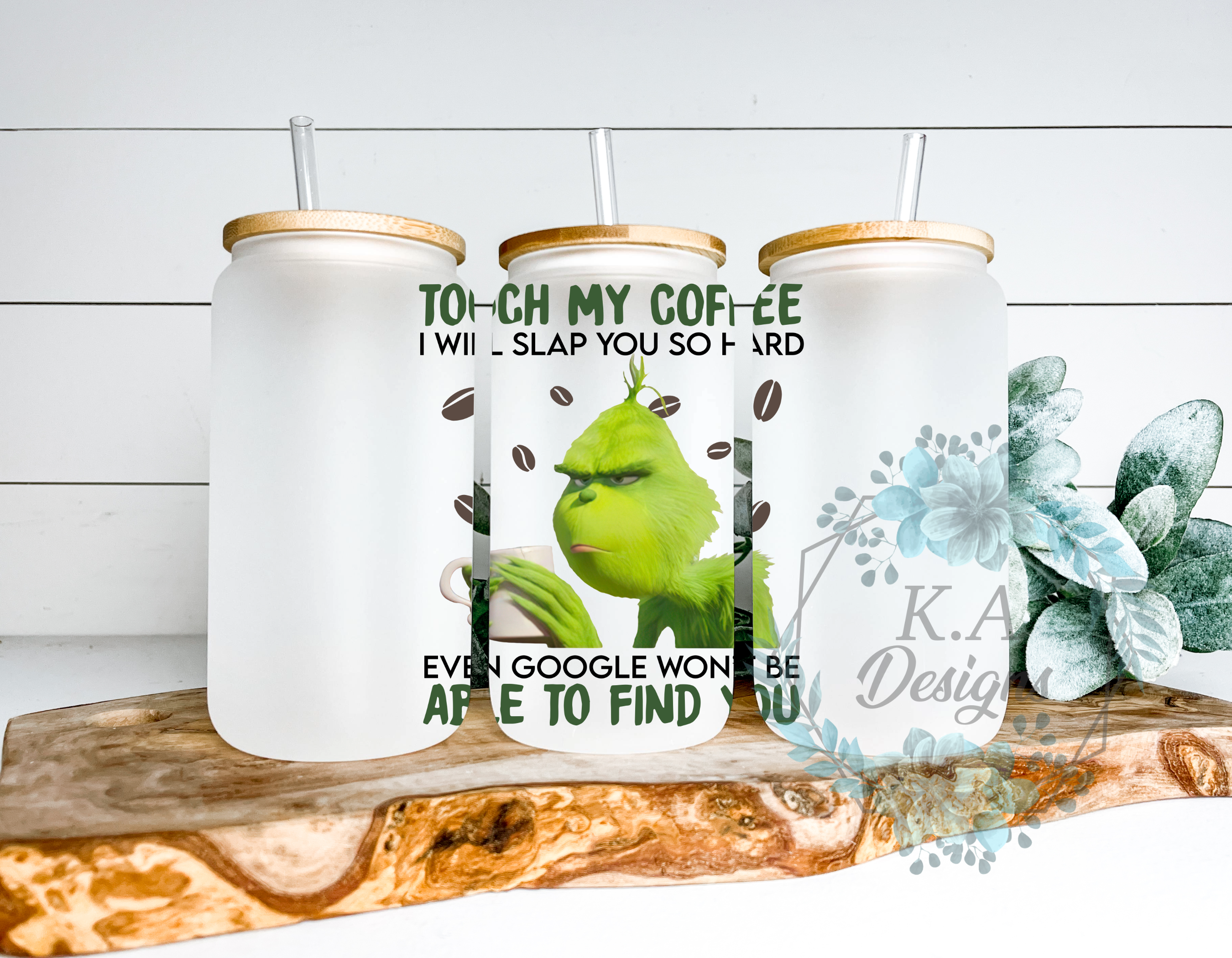 Touch My Coffee Frosted Glass Can