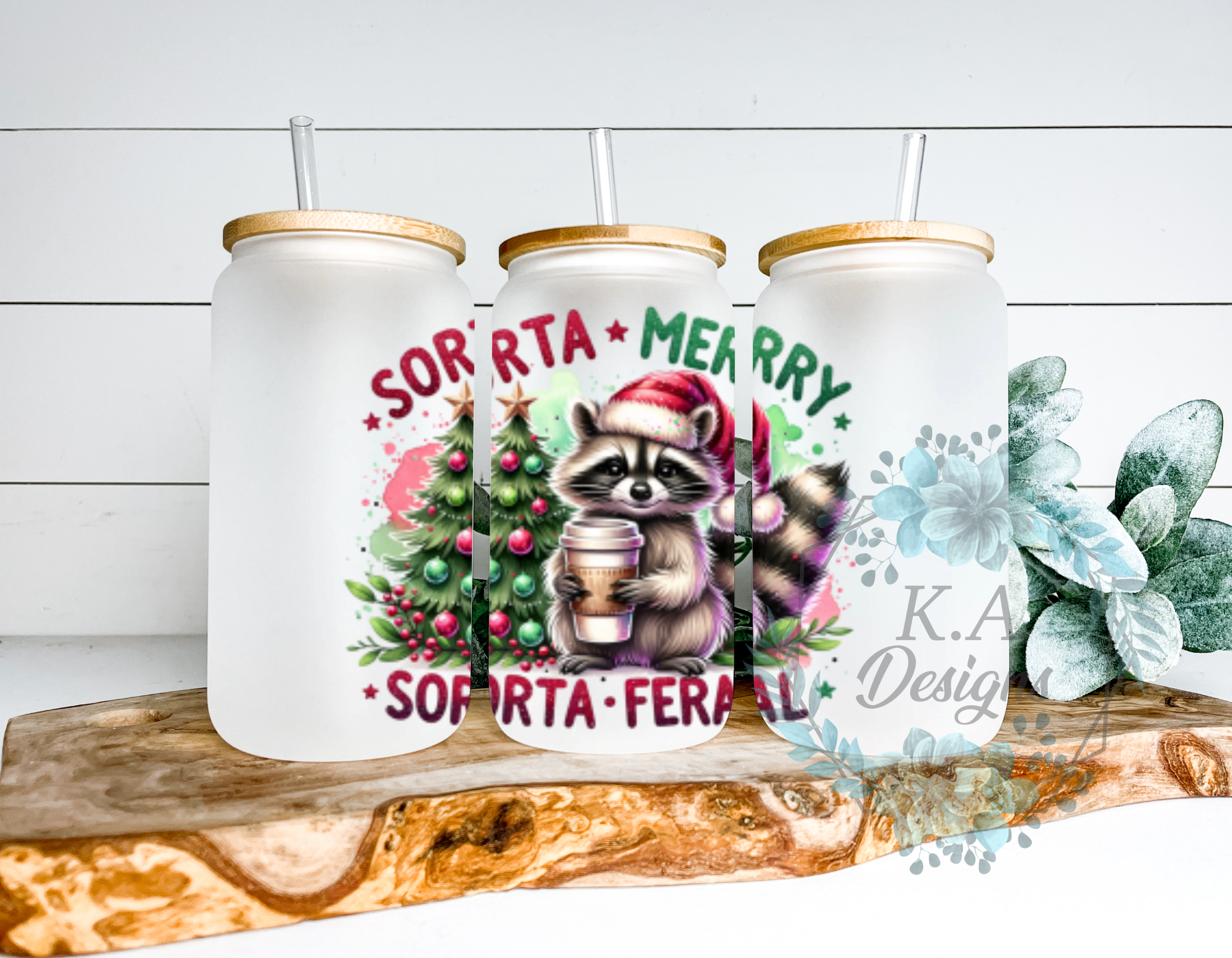 Sorta Merry Sorta Feral Frosted Glass Can