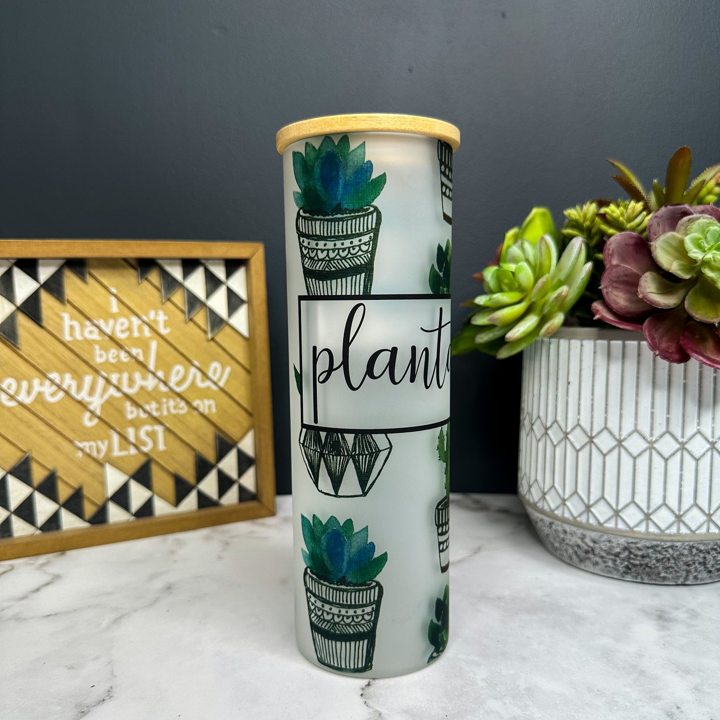Plantaholic Frosted Glass Tumbler