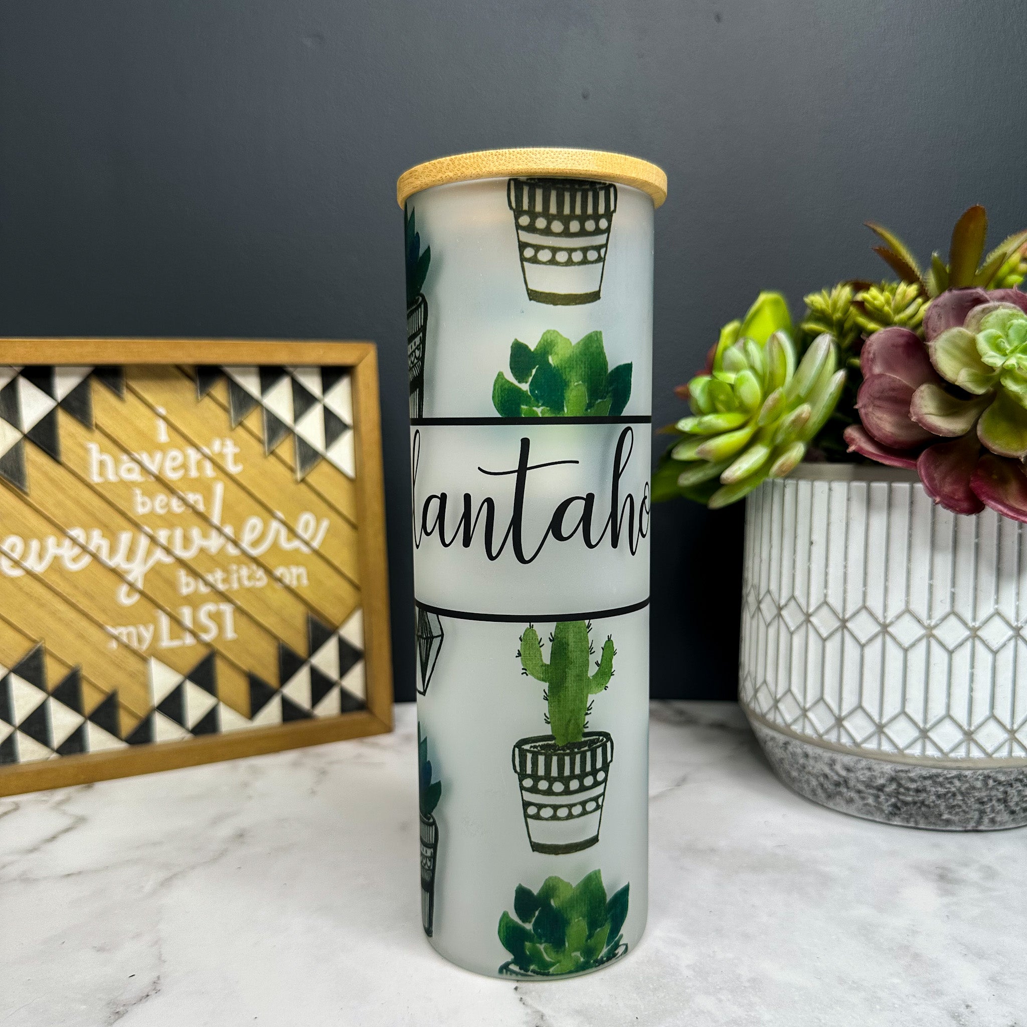 Plantaholic Frosted Glass Tumbler