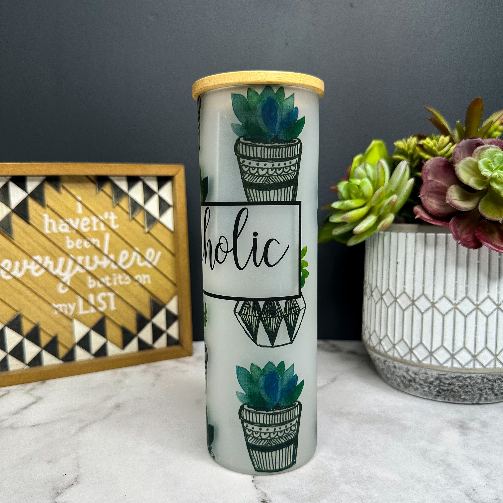 Plantaholic Frosted Glass Tumbler