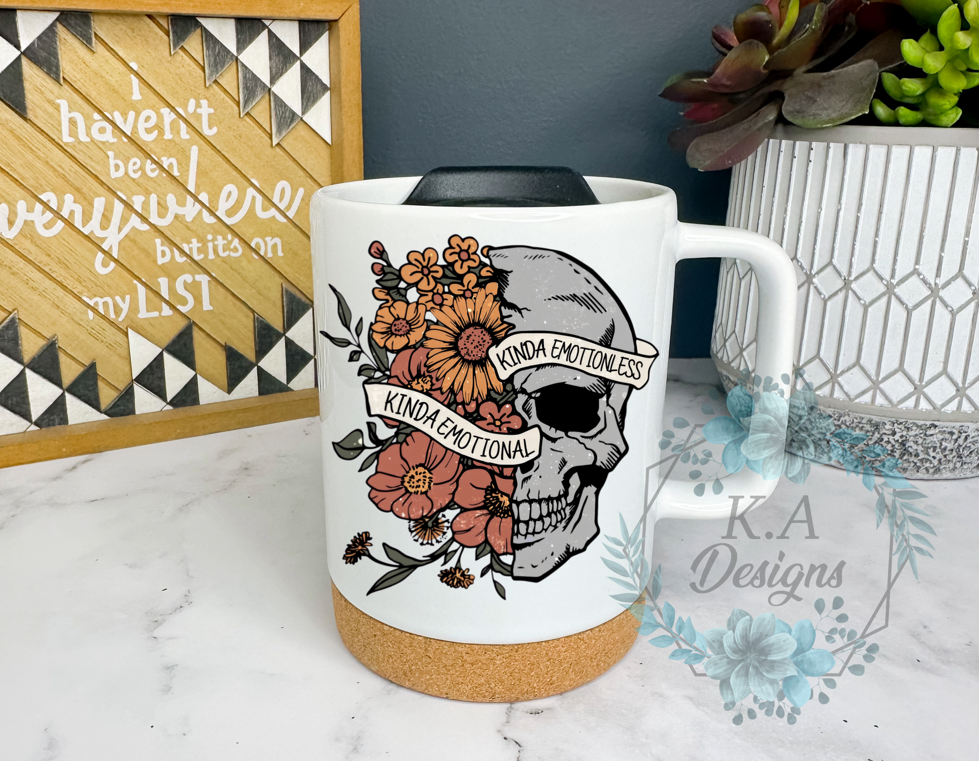 Kinda Emotional Kinda Emotionless Cork Bottom Mug