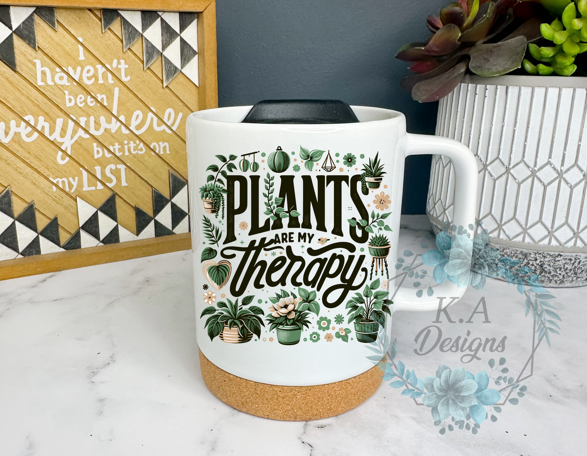 Plants Are My Therapy Cork Bottom Mug