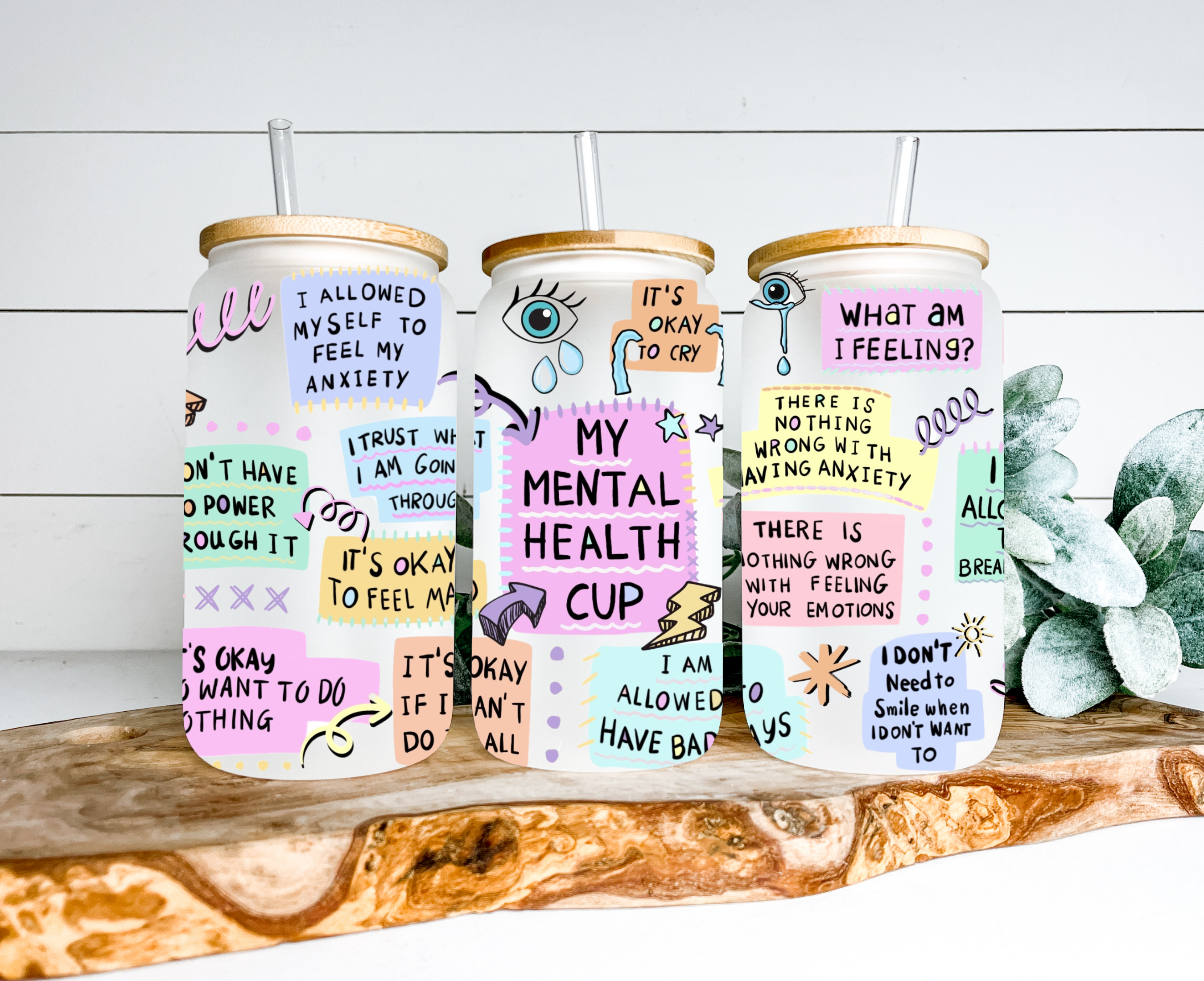 My Mental Health Frosted Glass Can