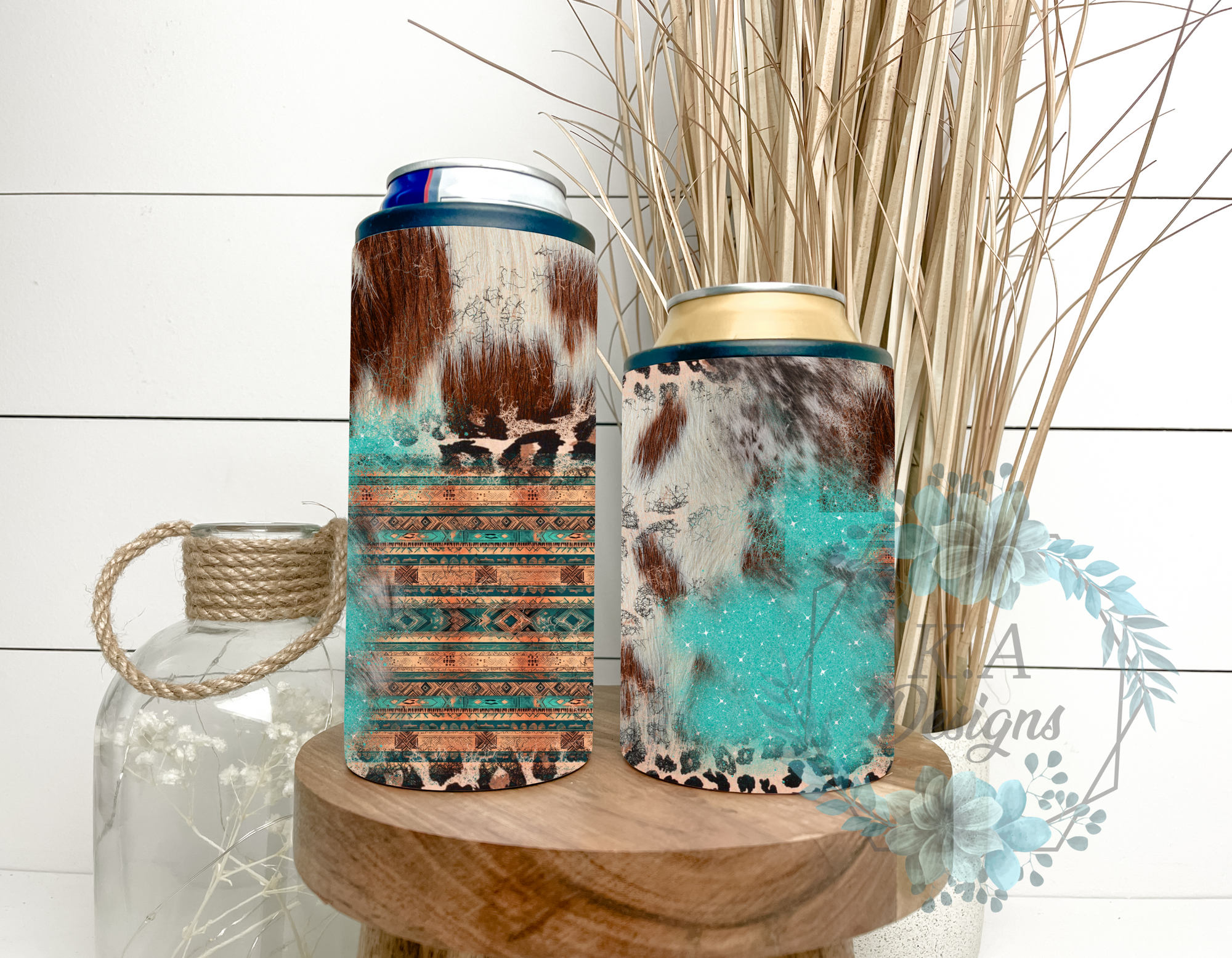 Cowhide Patchwork Can Cooler