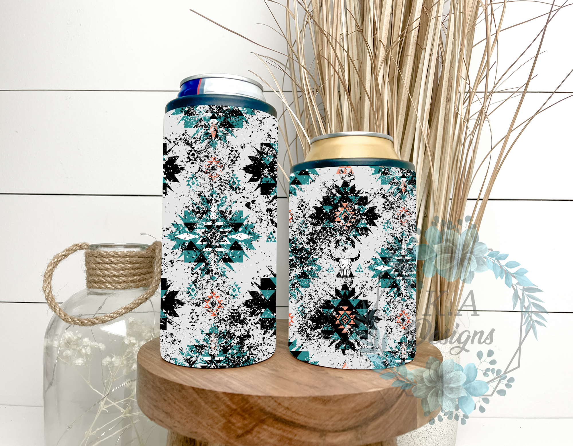 Aztec Bull Skull Can Cooler
