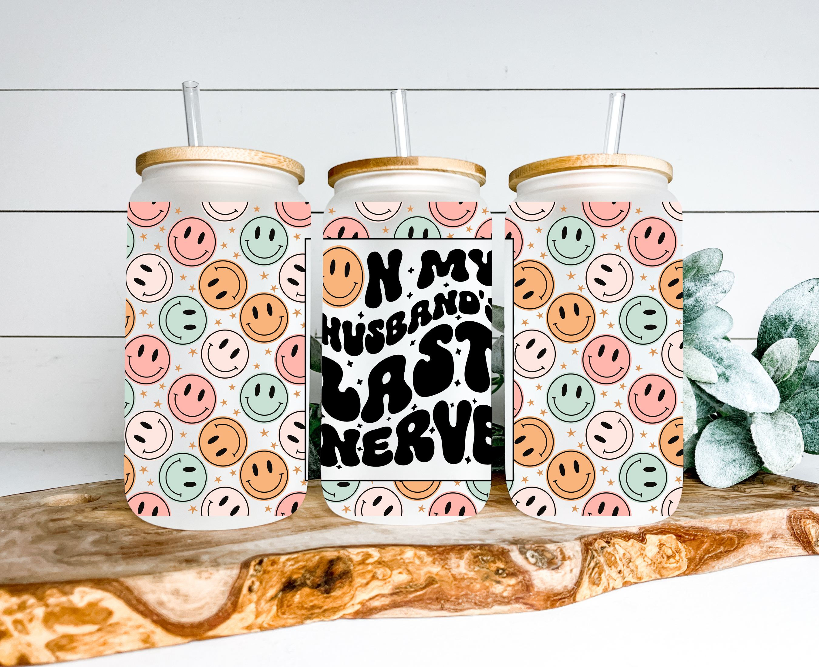 On My Husbands Last Nerve Frosted Glass Can