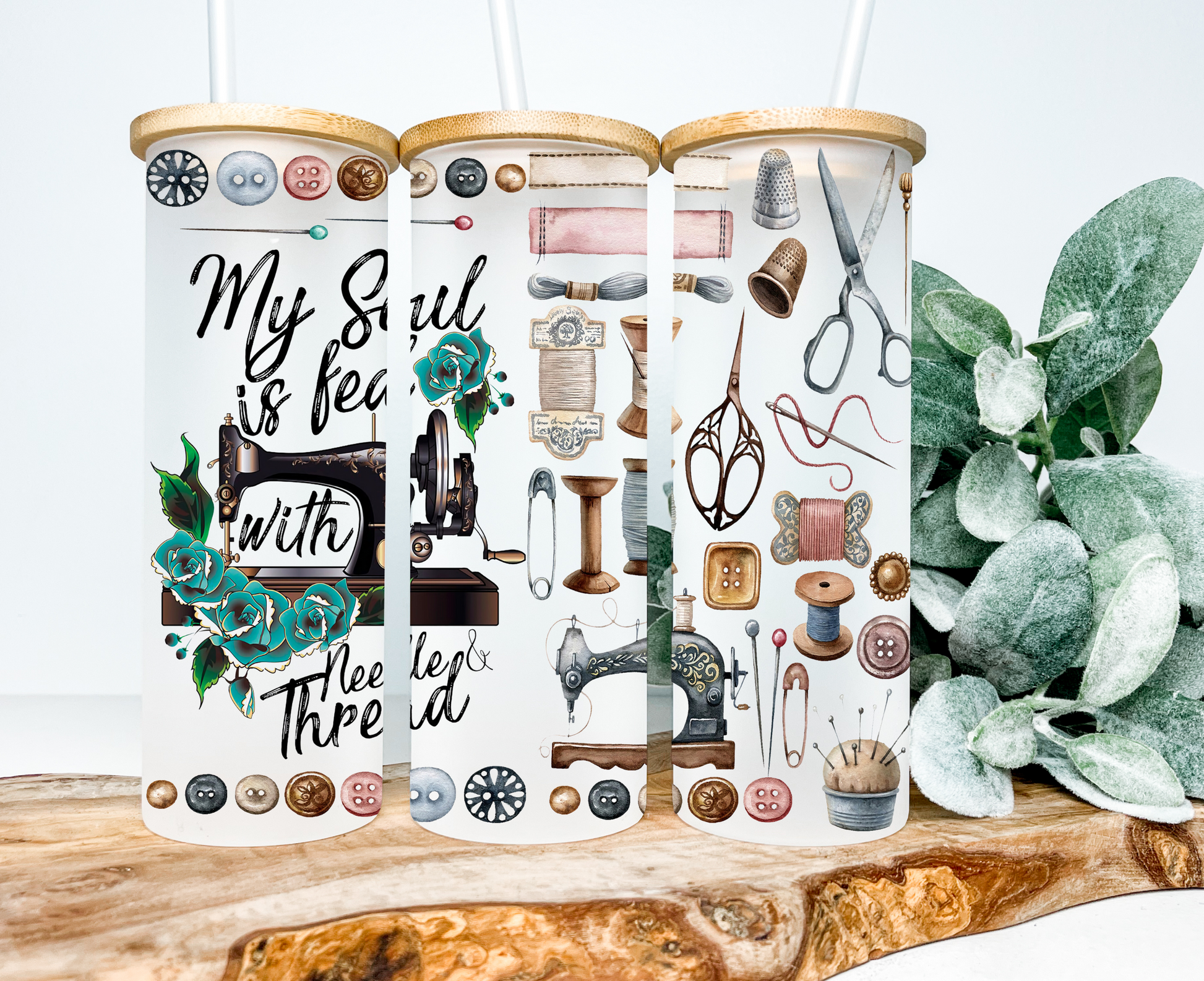 My Soul Is Fed With Needle & Thread Frosted Tumbler