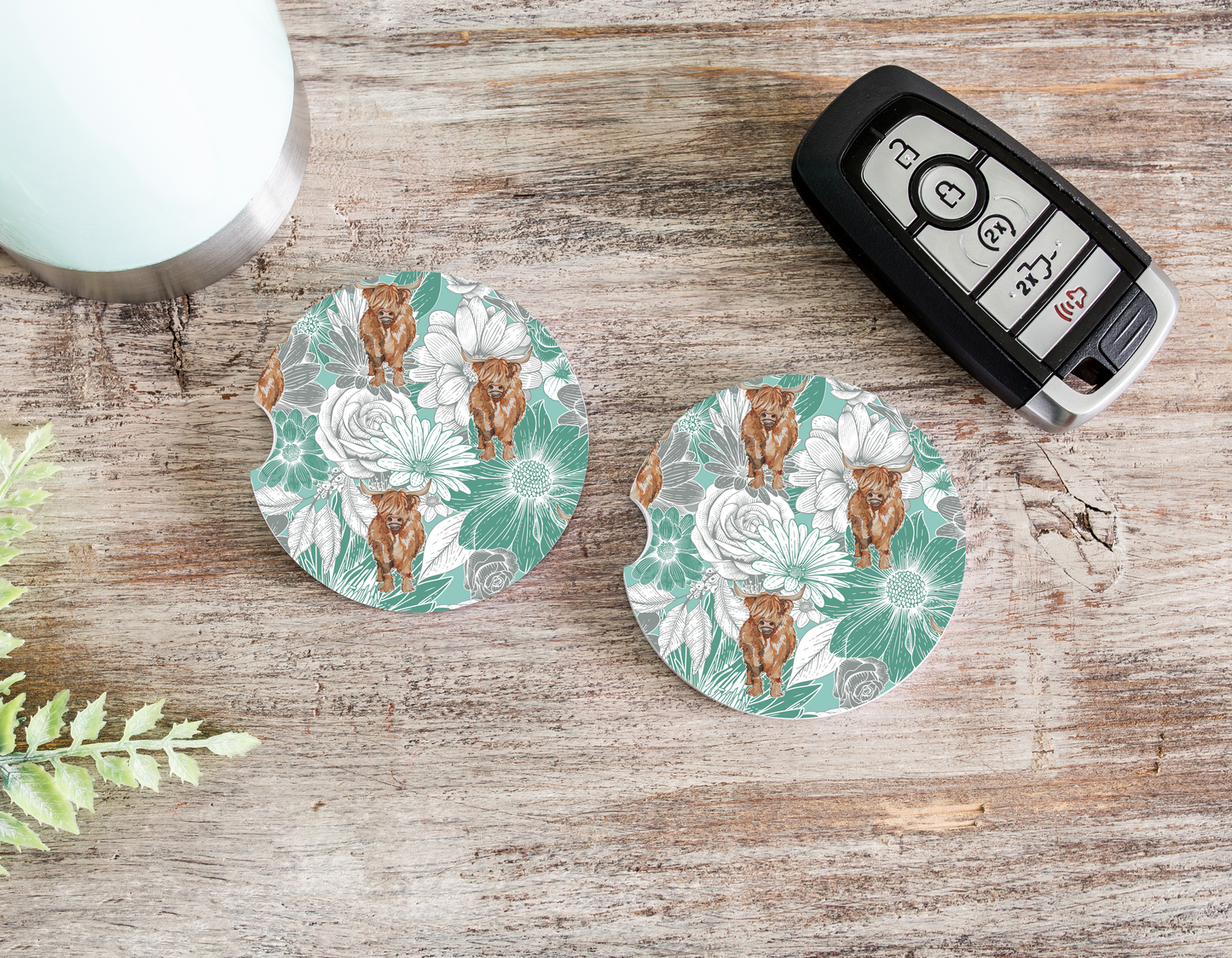 Floral Highland Car Coasters