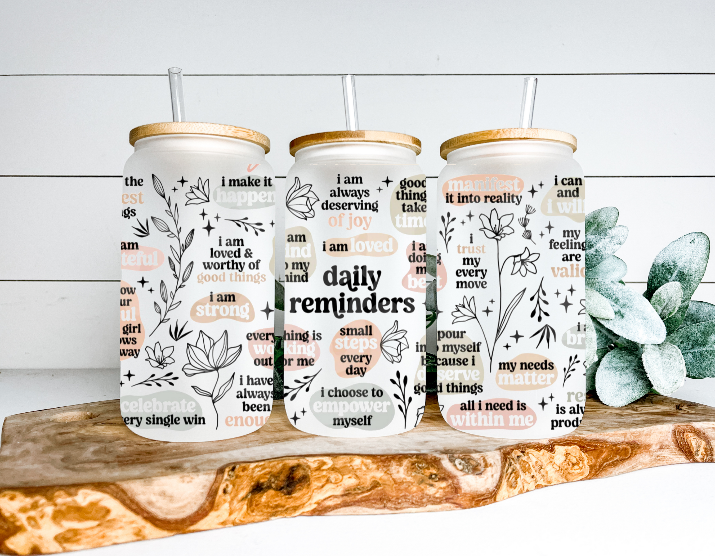 Daily Reminders Frosted Glass Can