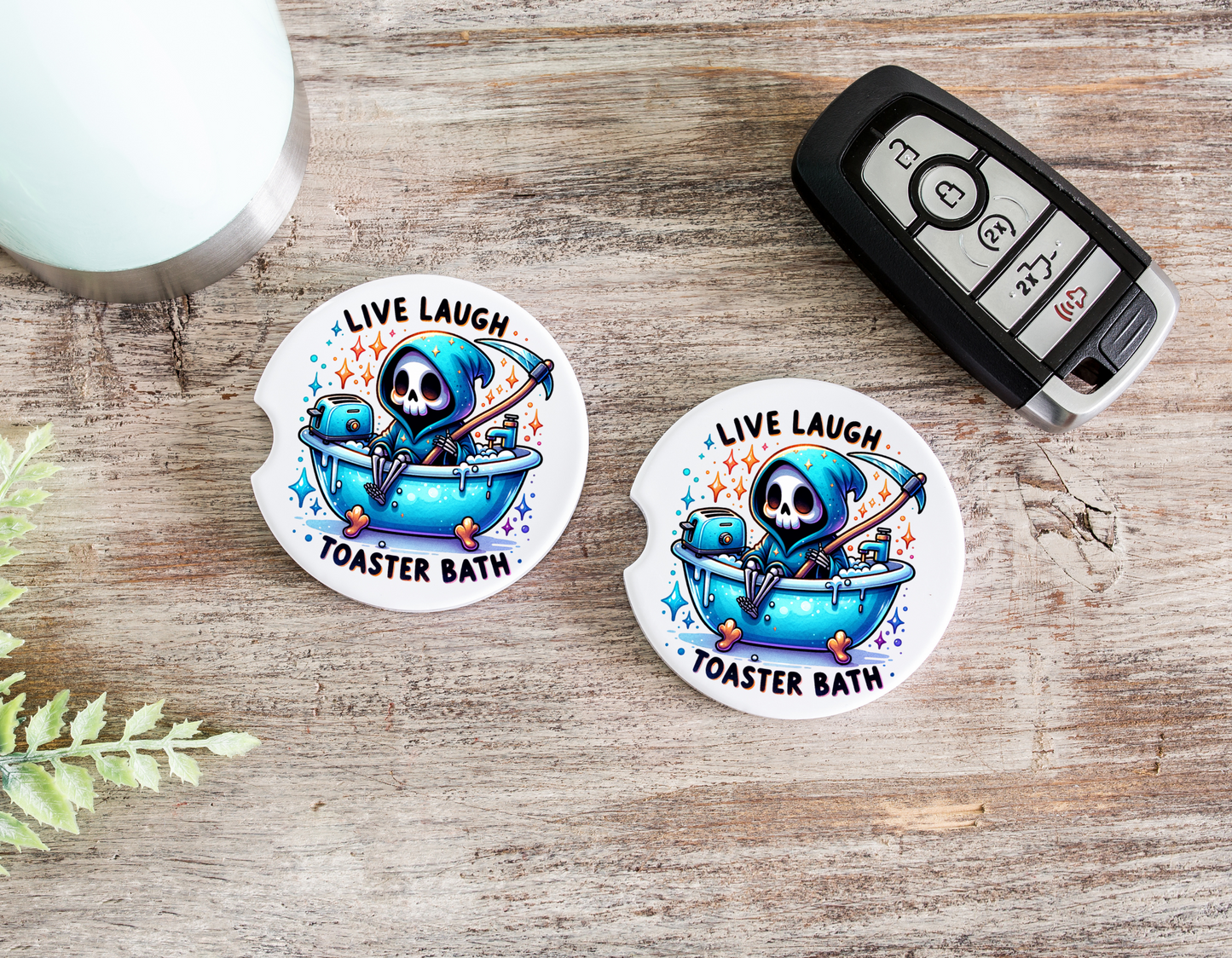 Live Laugh Toaster Bath Car Coasters