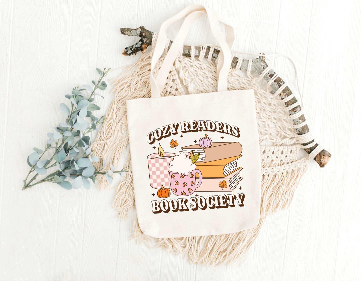 Cozy Readers Book Society Tote Bag