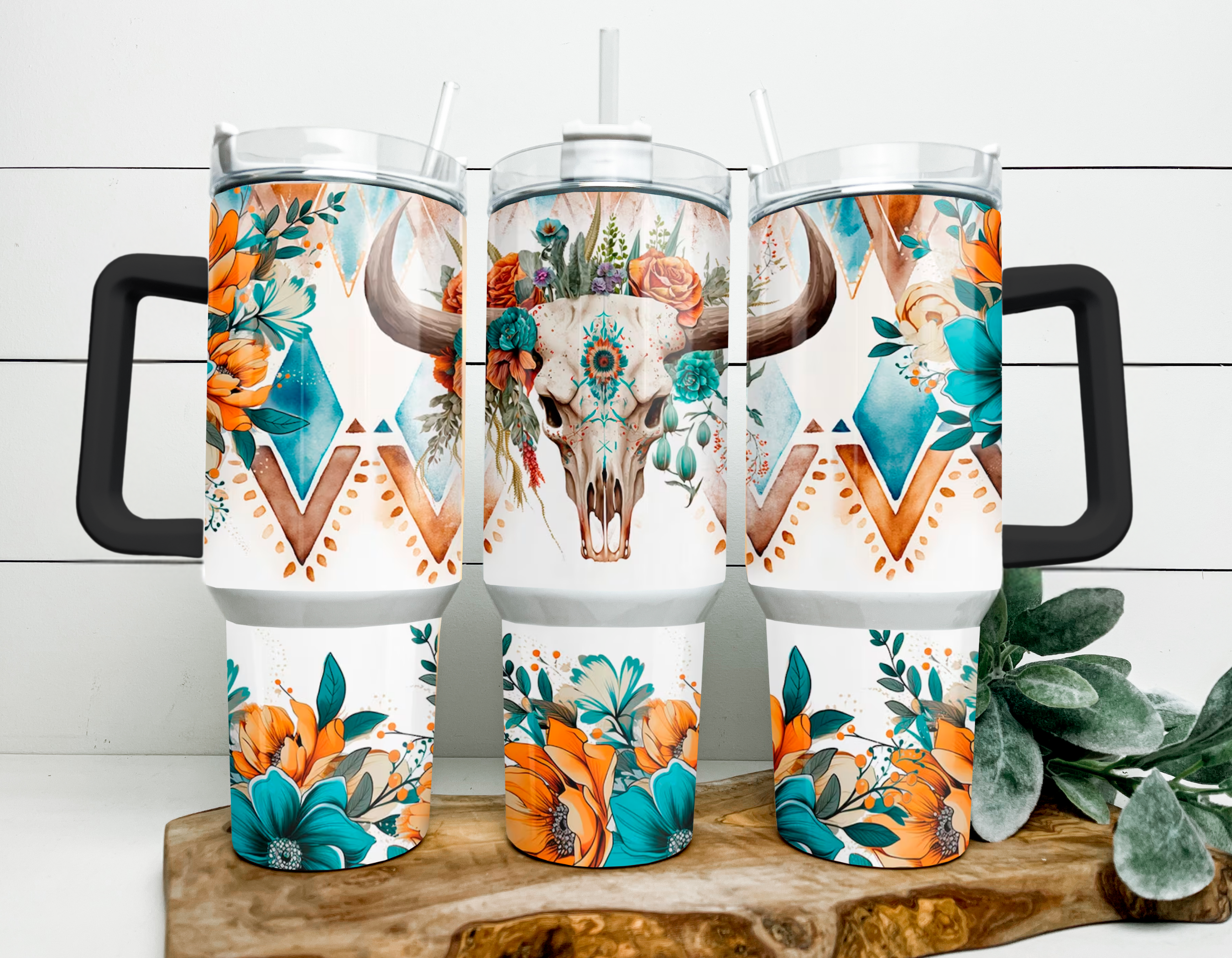 Boho Bull Skull 40oz Tumbler