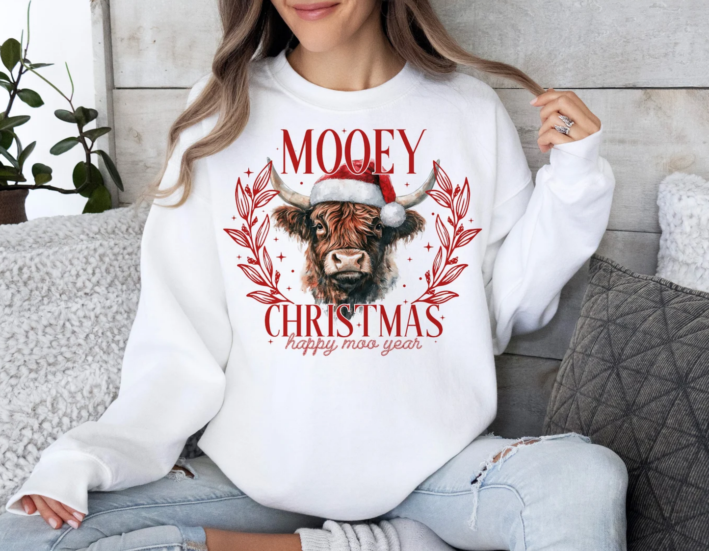 Mooey Christmas-Happy Moo Year Sweatshirt