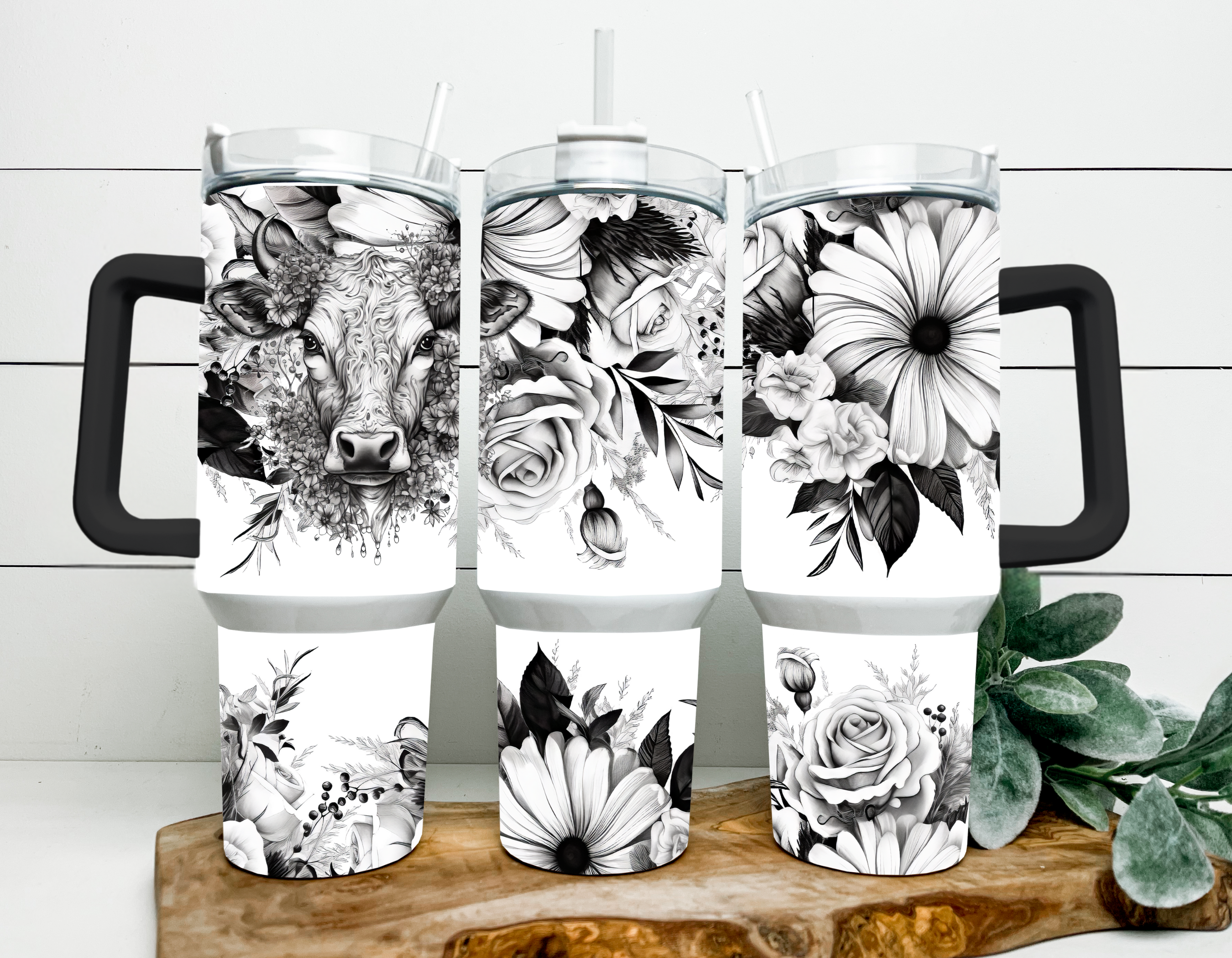 Floral Cow 40oz Tumbler