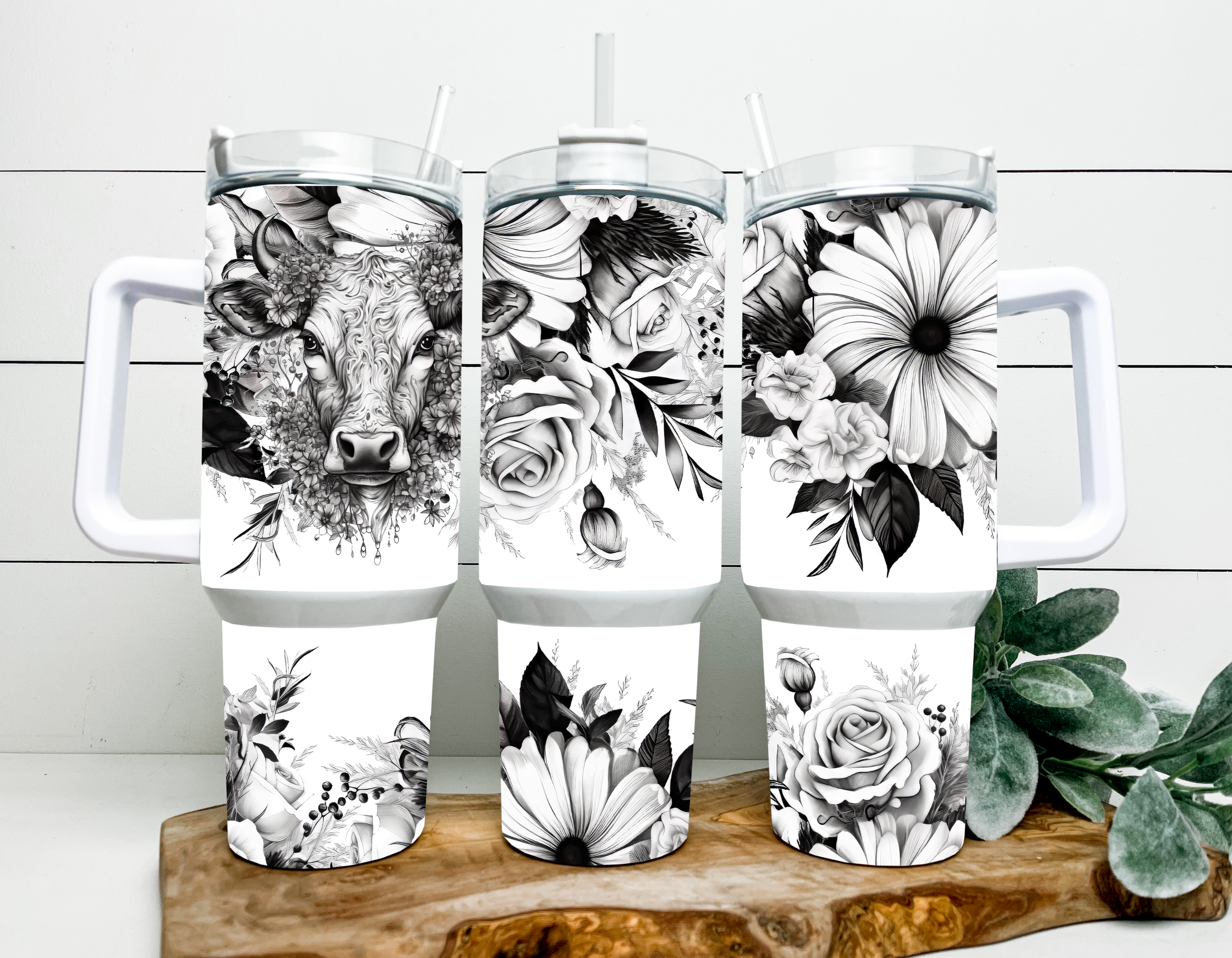 Floral Cow 40oz Tumbler