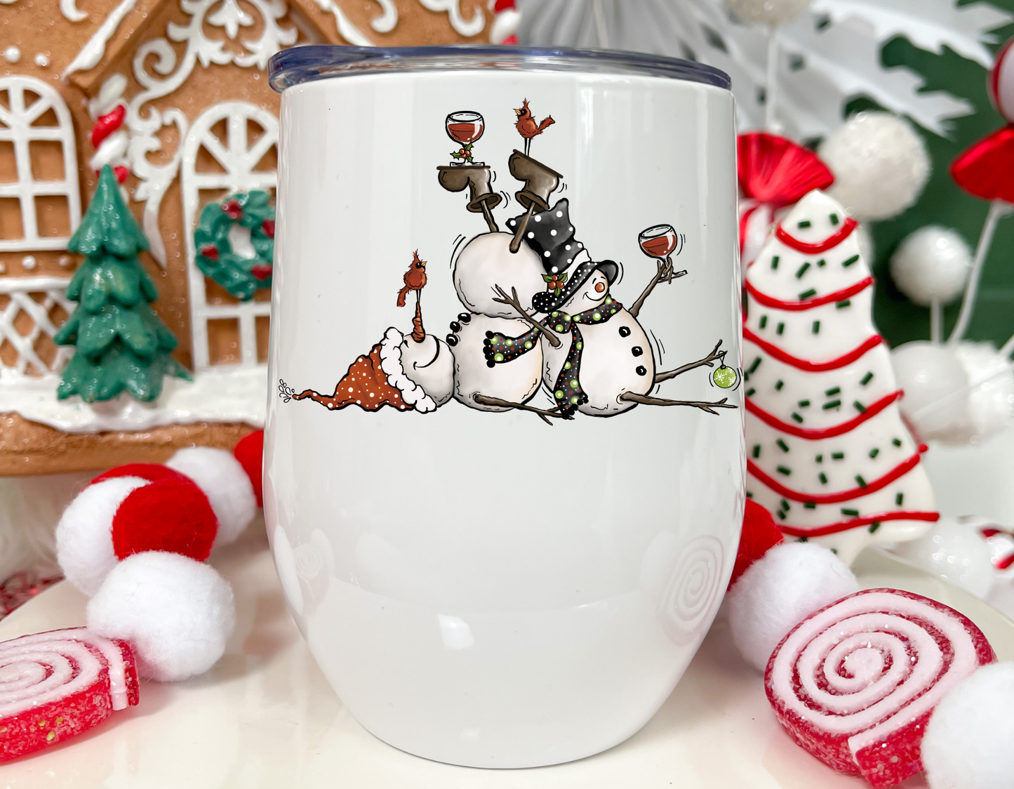 Tipsy Snowmen Wine Tumbler