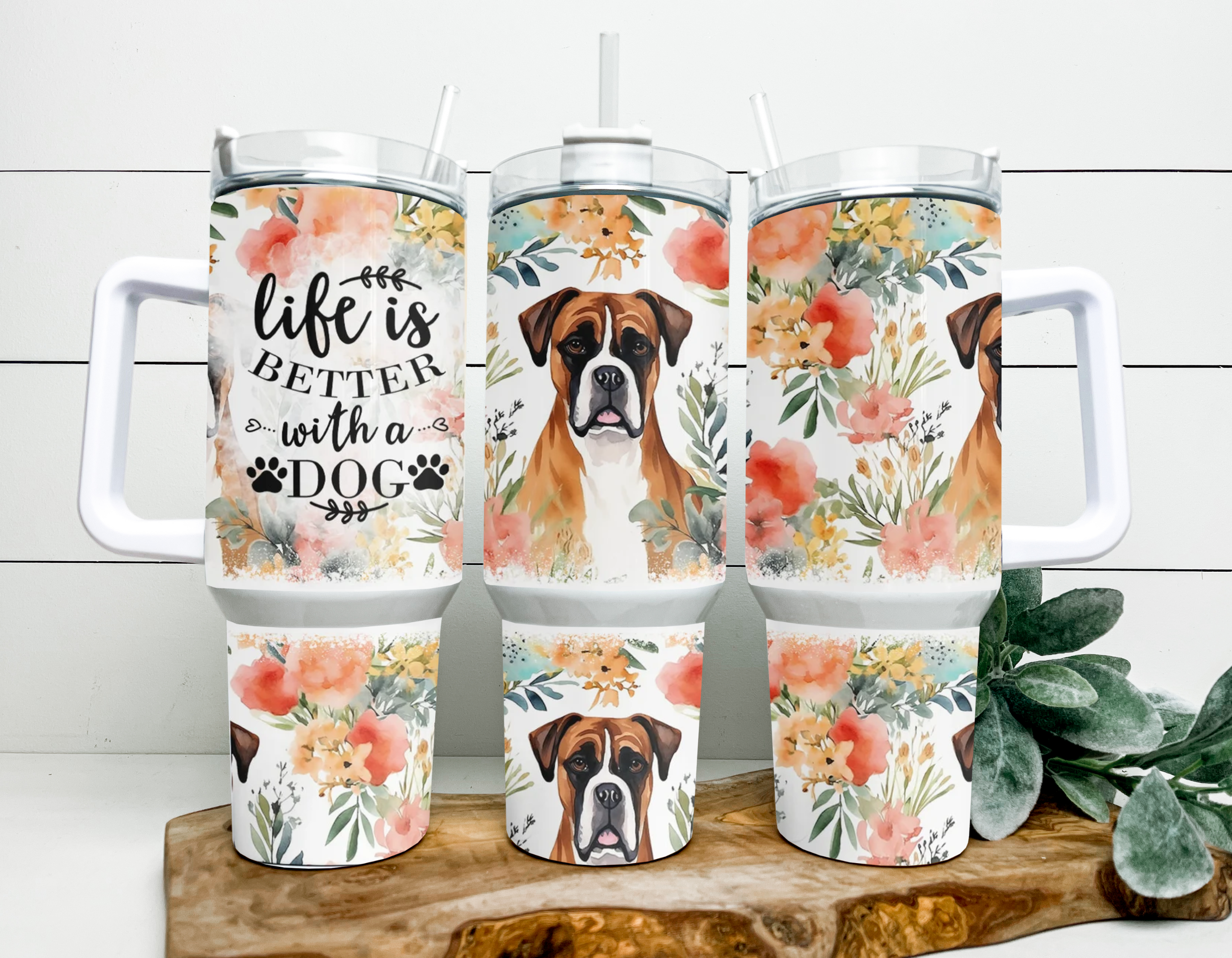 Life Is Better With A Dog-Boxer 40oz Tumbler
