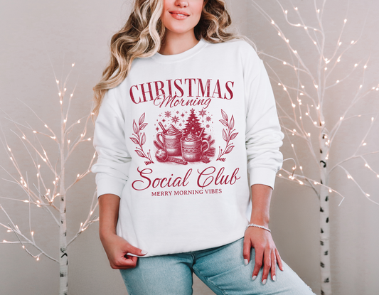 Christmas Morning Social Club-Red Sweatshirt