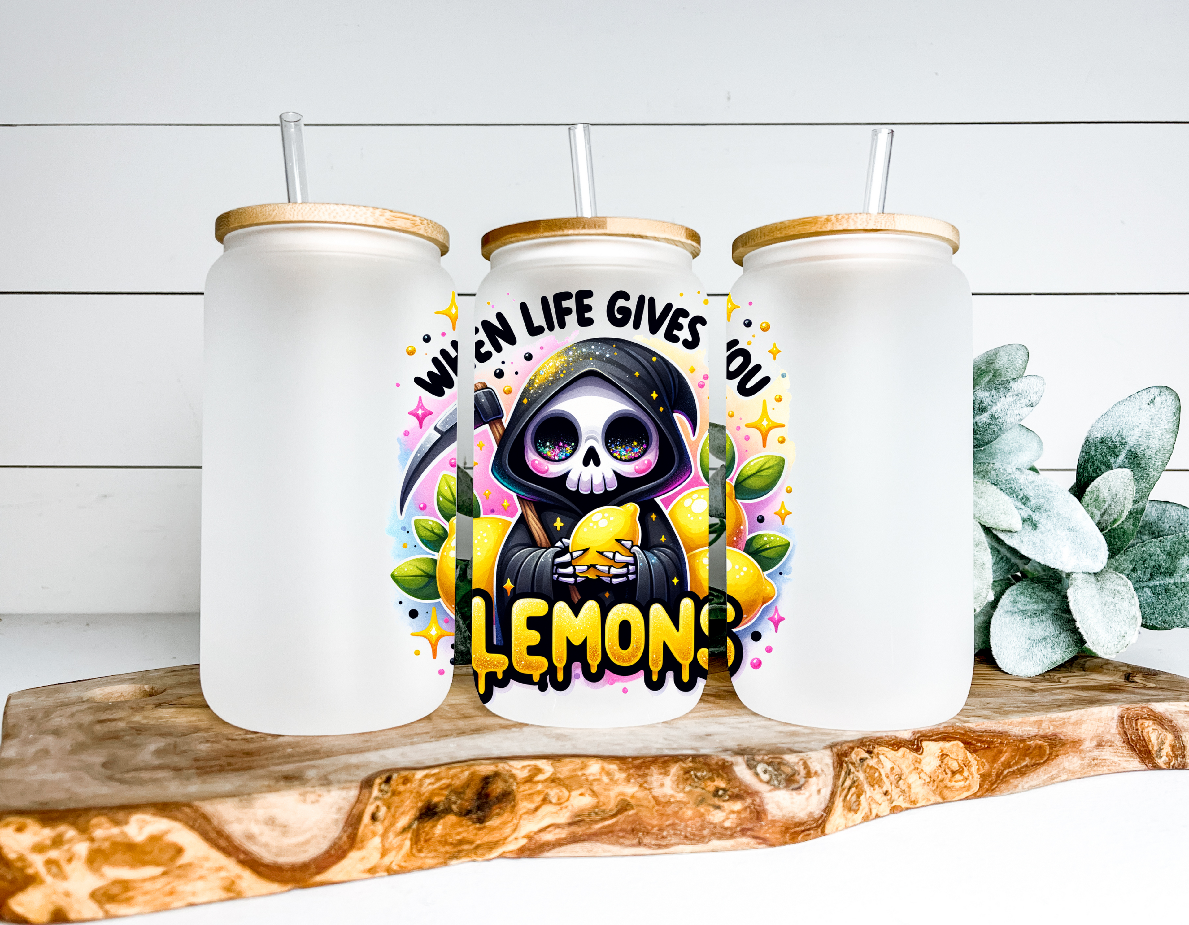 When Life Gives You Lemons Frosted Glass Can