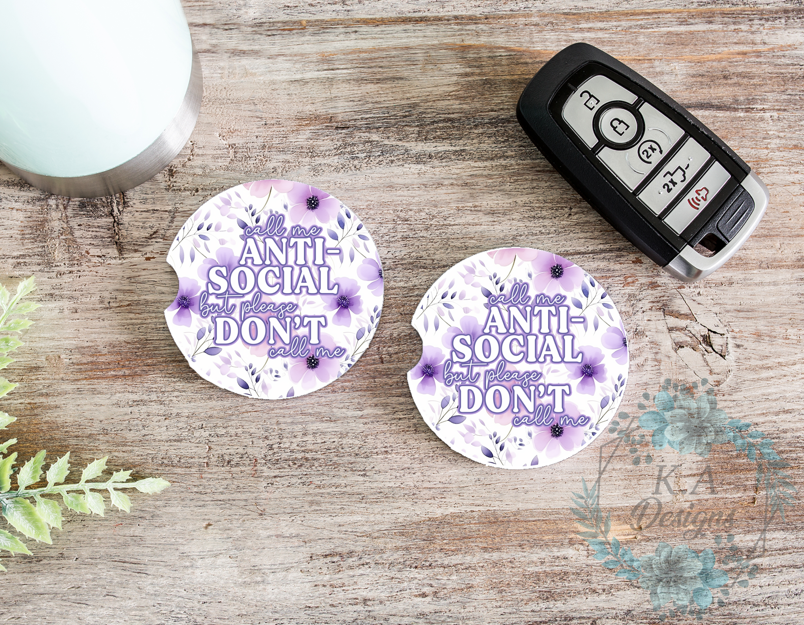 Call Me Antisocial But Please Don't Call Me Ceramic Car Coasters