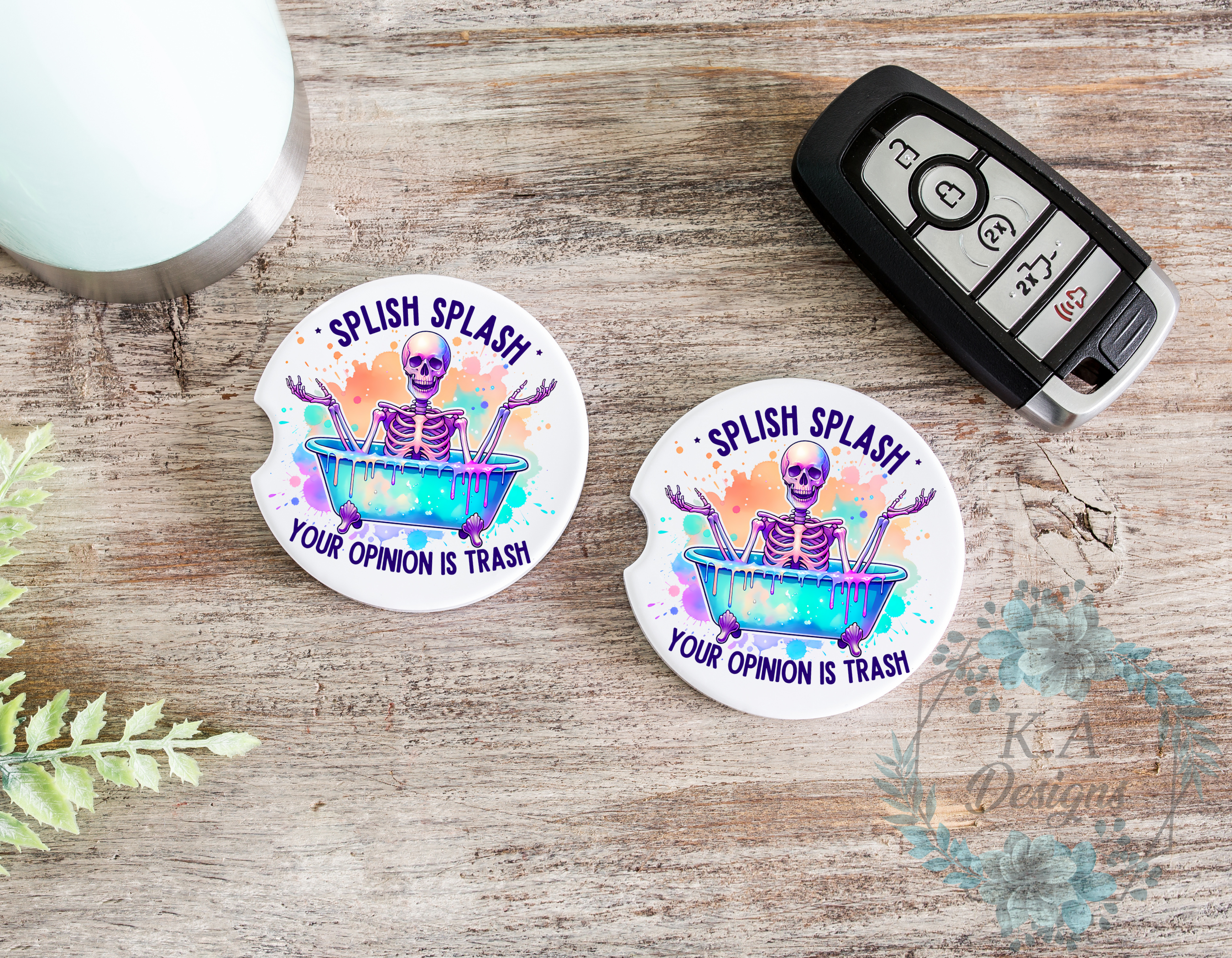 Splish Splash Your Opinion Is Trash Car Coasters