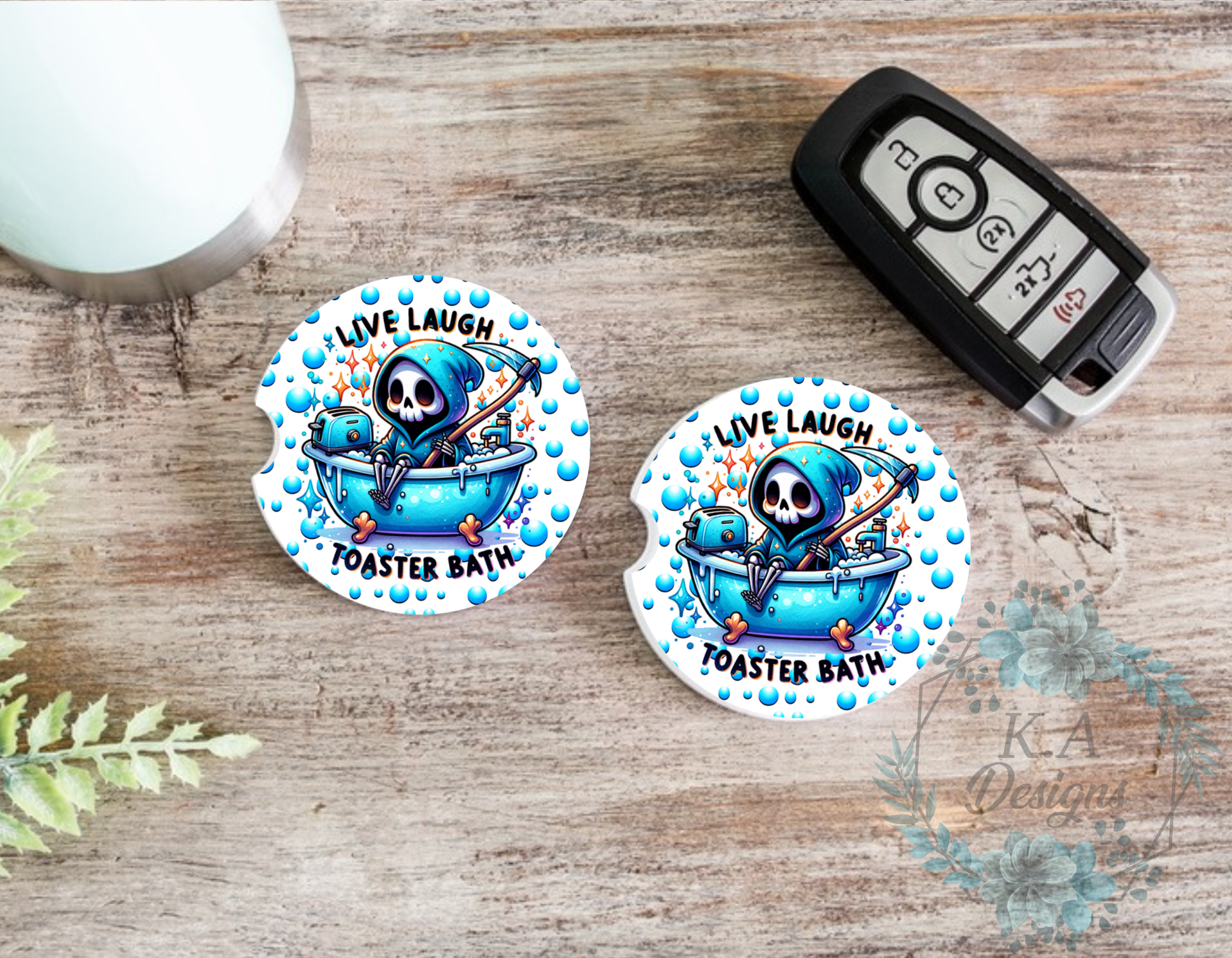 Live Laugh Toaster Bath Car Coasters