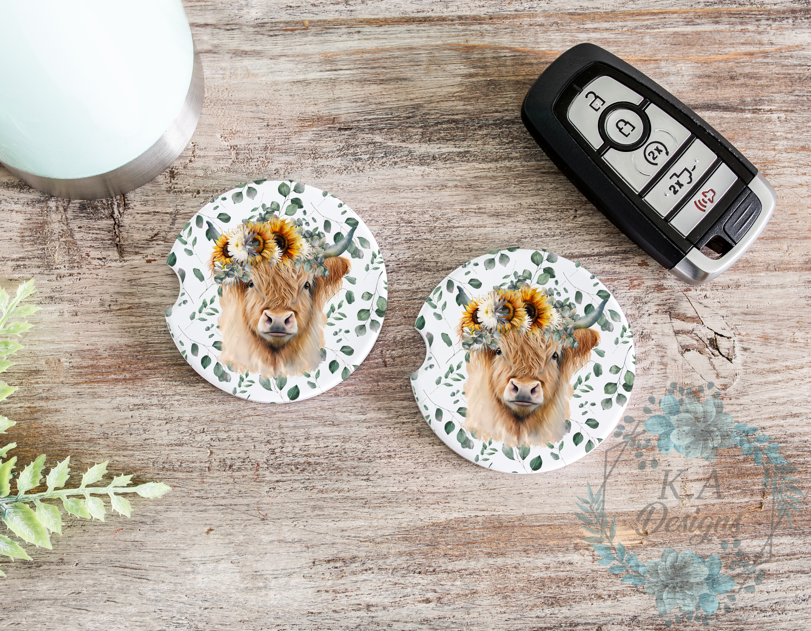 Highland Cow Car Coasters
