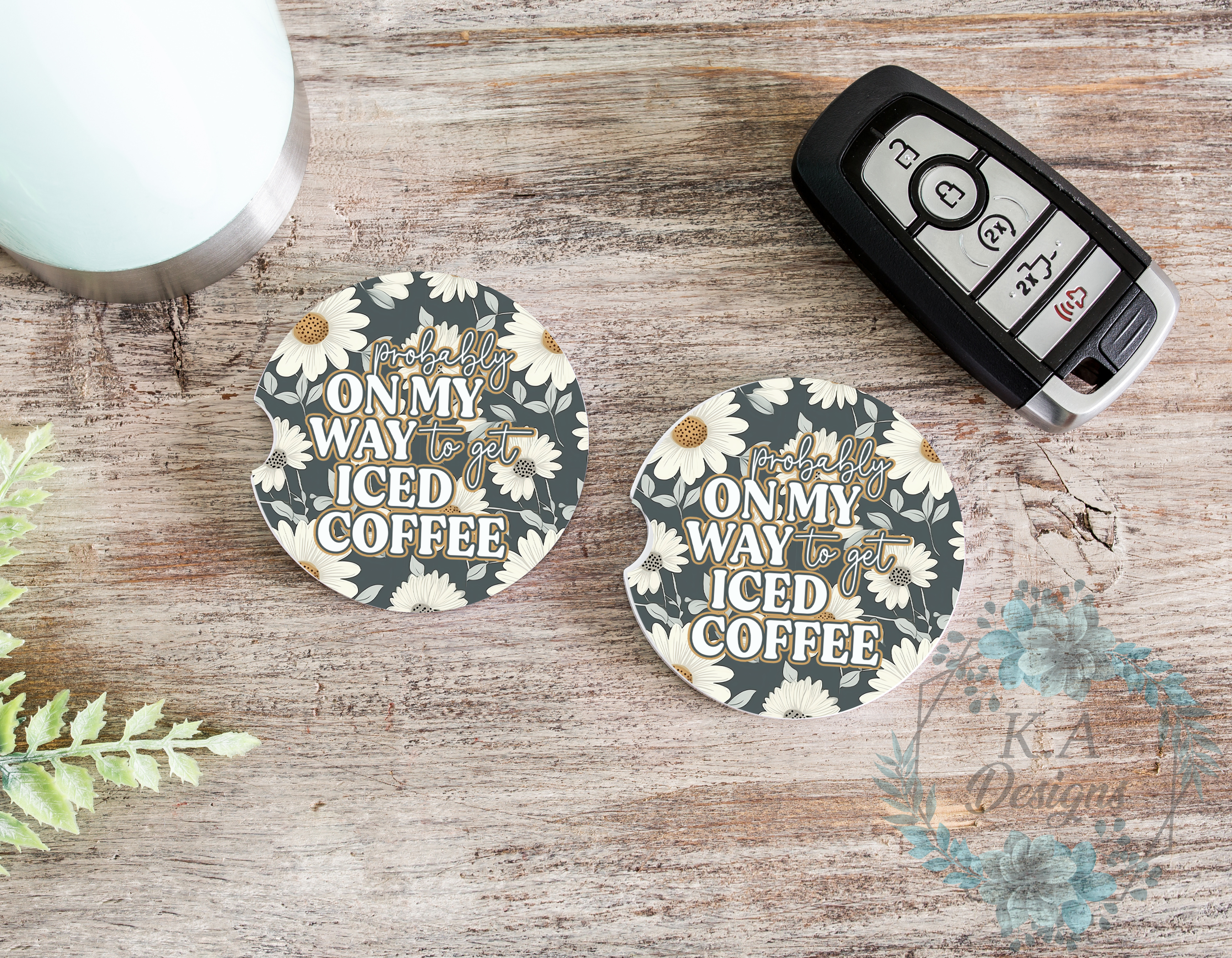 Probably On My Way To Get Iced Coffee Car Coasters