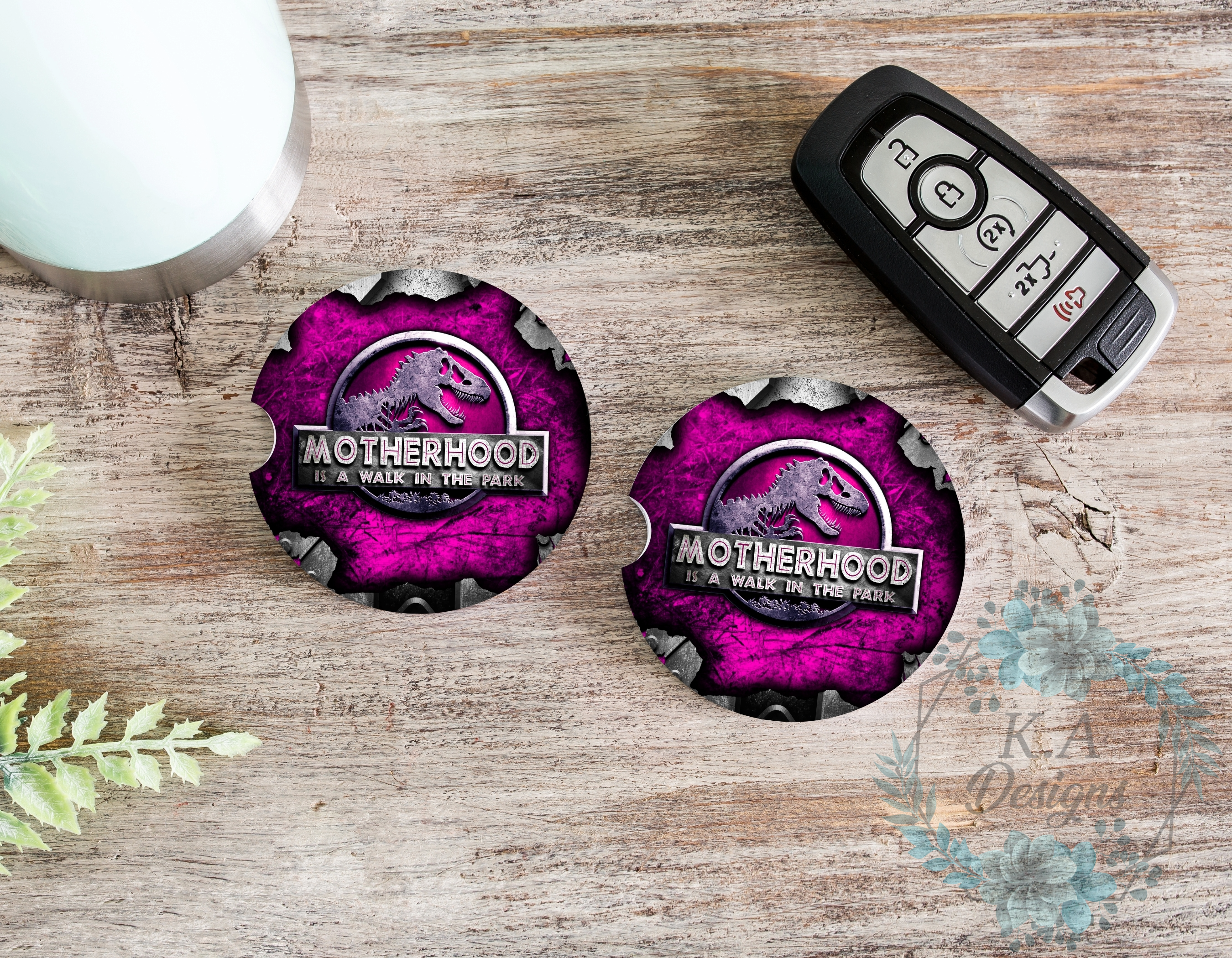 Motherhood Is A Walk In The Park Car Coaster