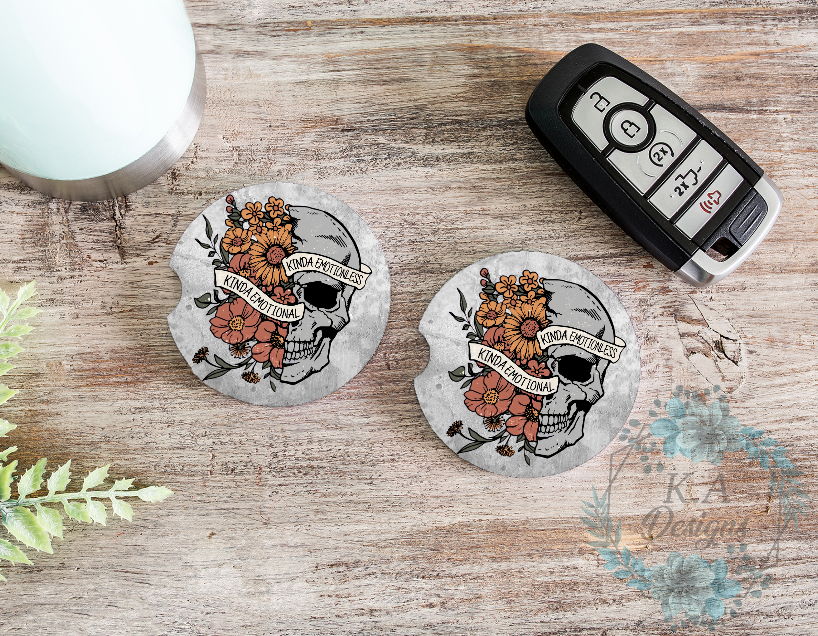 Kinda Emotional Kinda Emotionless Ceramic Car Coasters