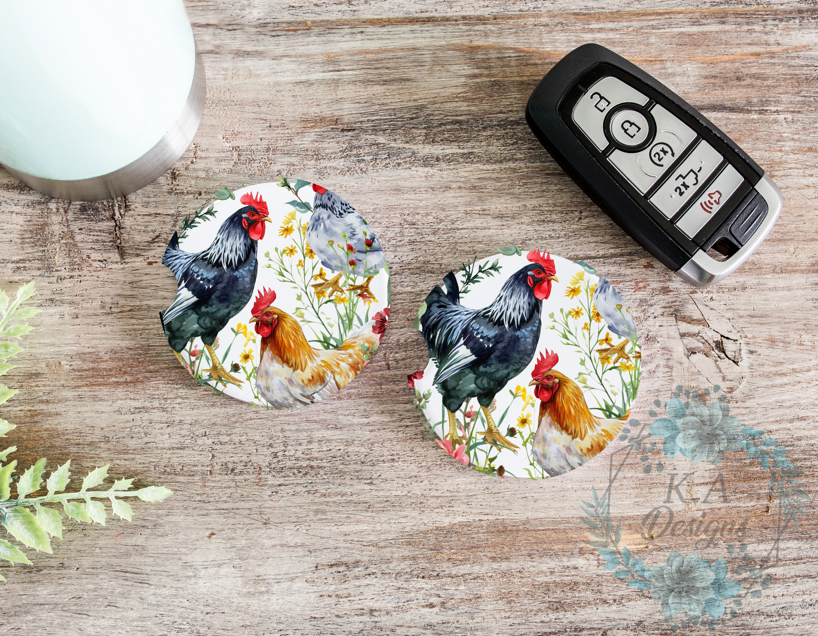 Chicken Ceramic Car Coasters