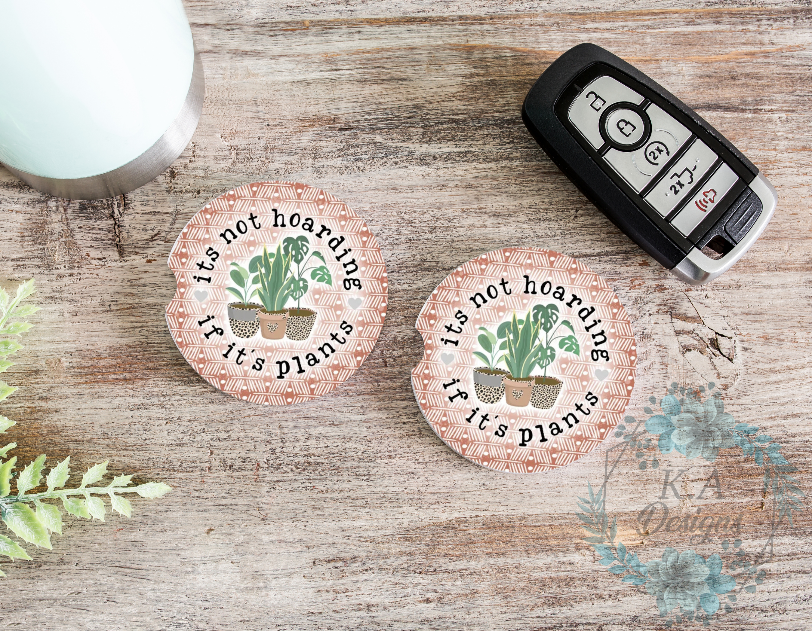 It's Not Hoarding If It's Plants Ceramic Car Coasters