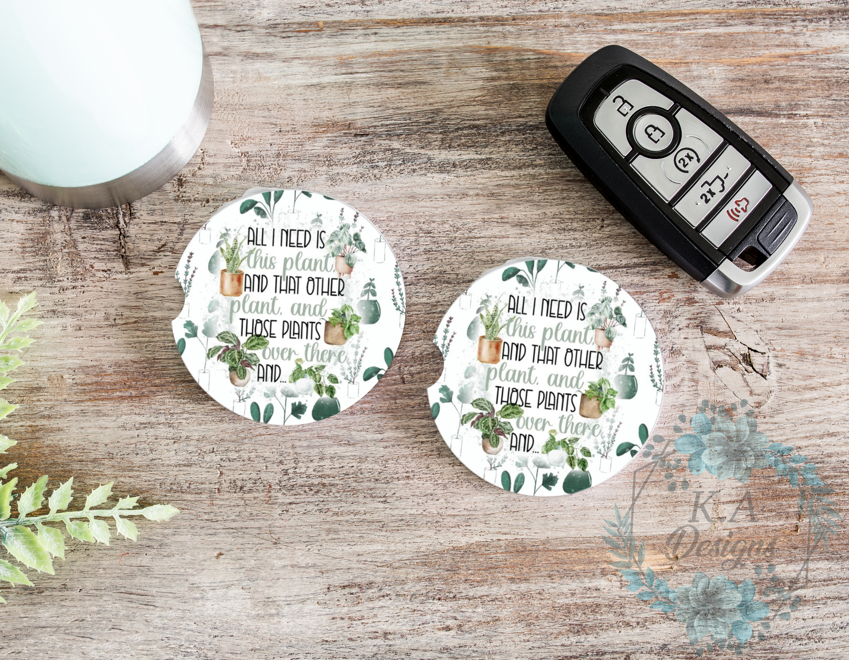 All I Need Is This Plant Ceramic Car Coasters
