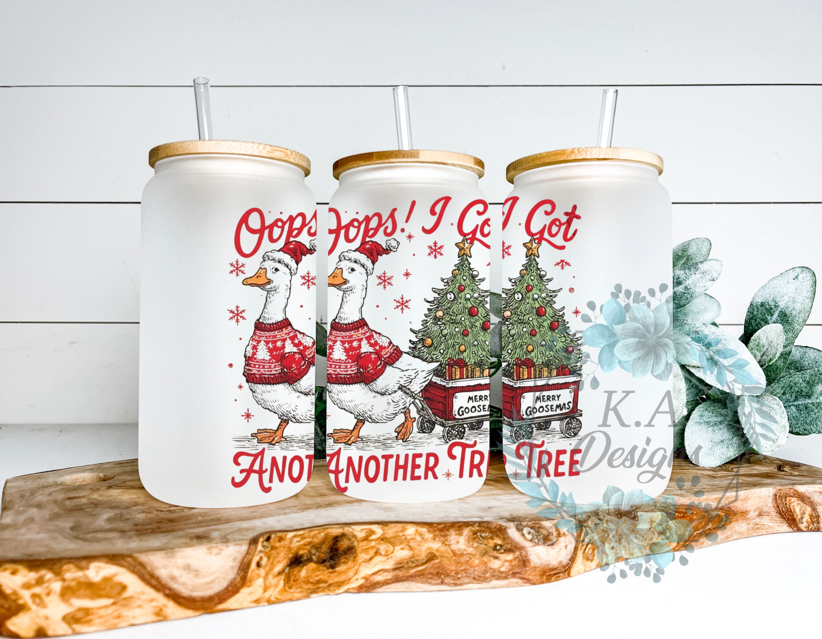 Oops! I Got Another Tree Frosted Glass Can