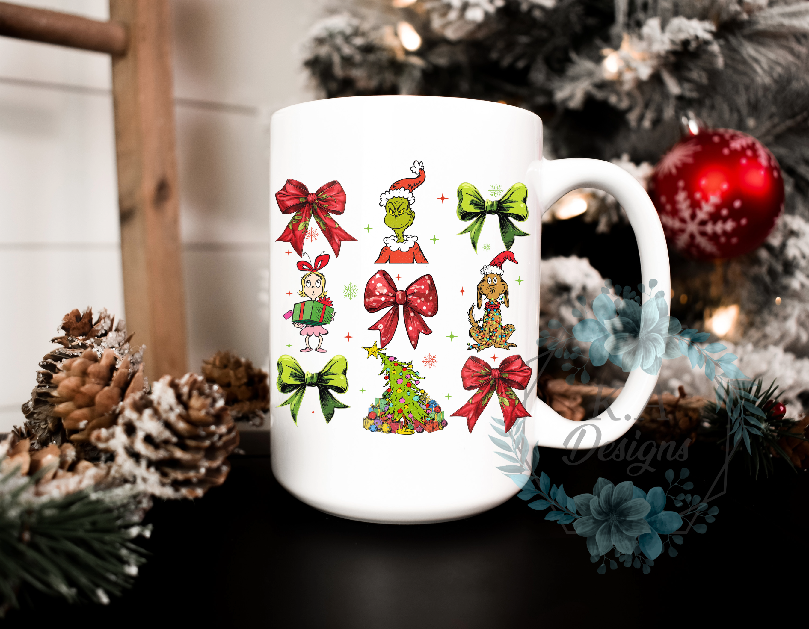 Grinch Coquette Bow Mug
