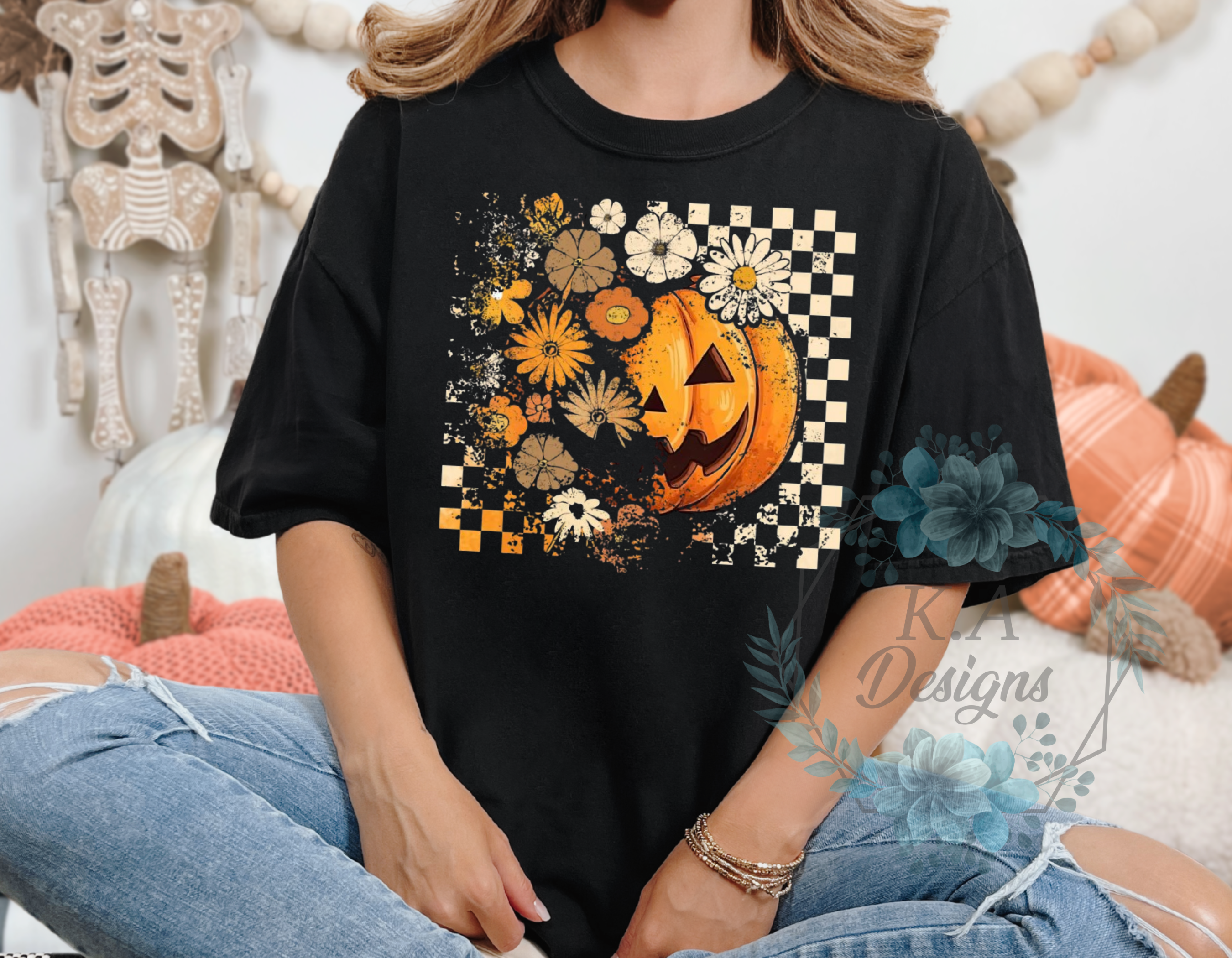 Floral Pumpkin T-Shirt