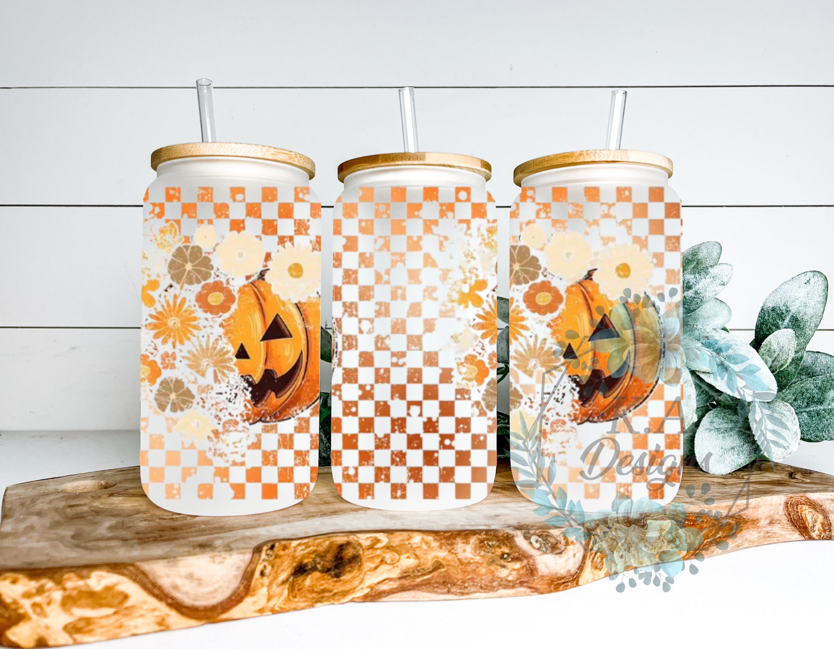 Retro Pumpkin Frosted Glass Can