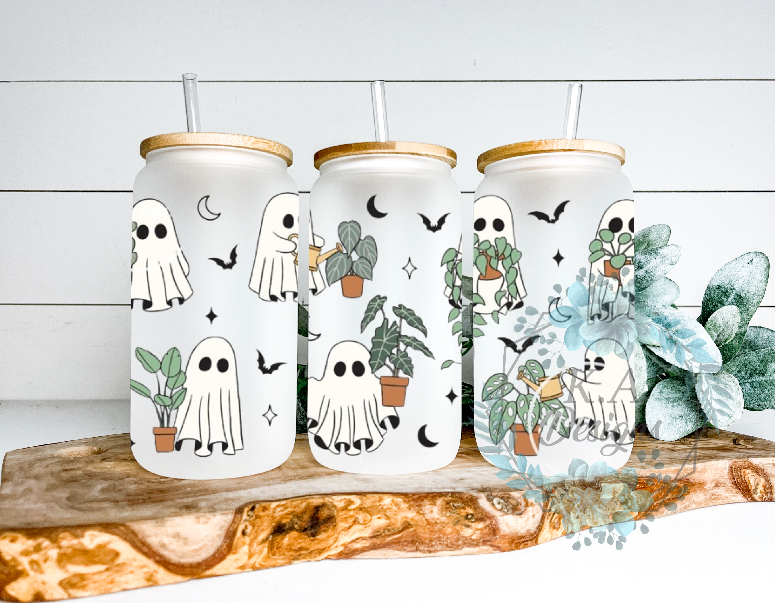 Ghost Plant Frosted Glass Can