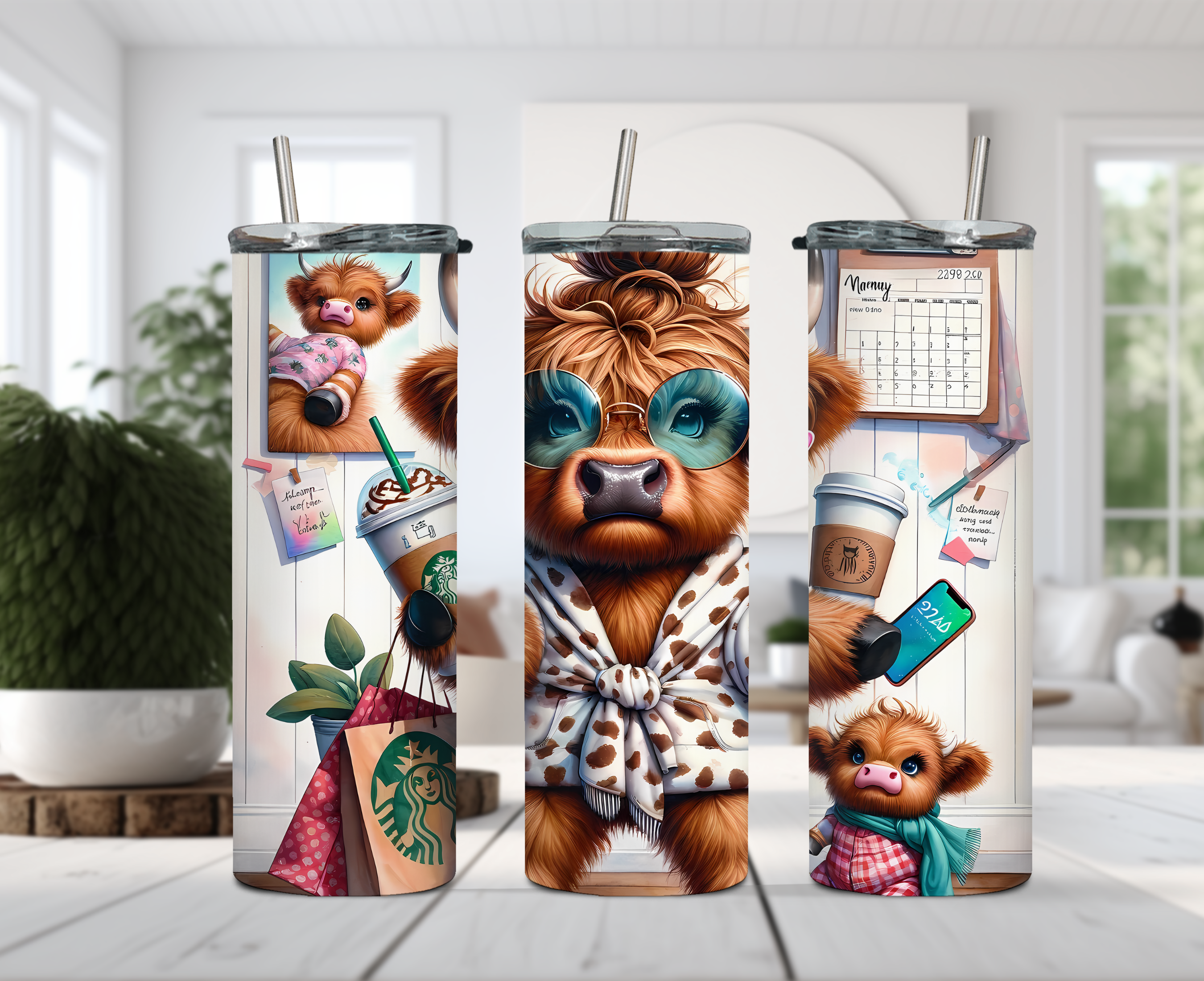 Hot Mess Mama Highland Cow Tumbler
