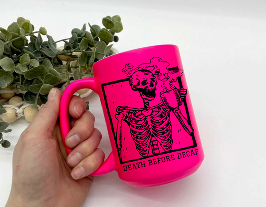 Death Before Decaf Neon Mug