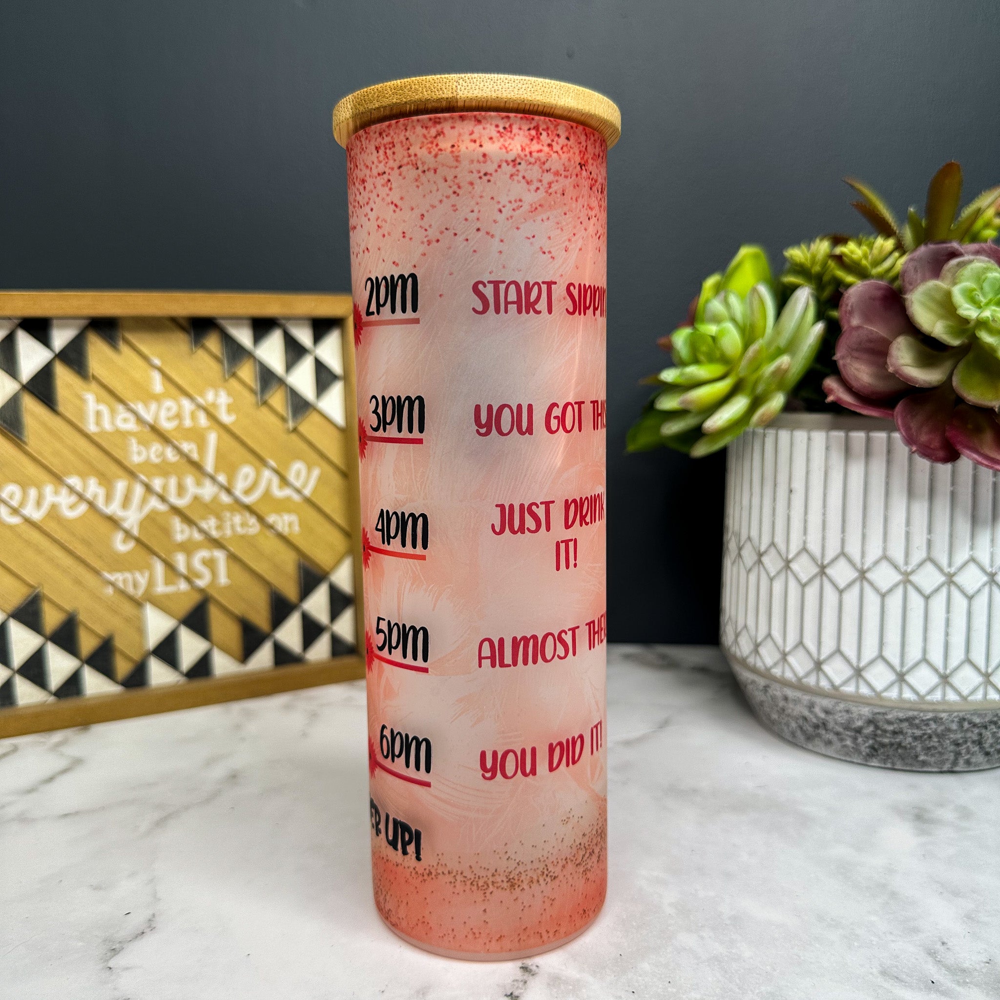 Drink Your Flocking Water Frosted Glass Tumbler