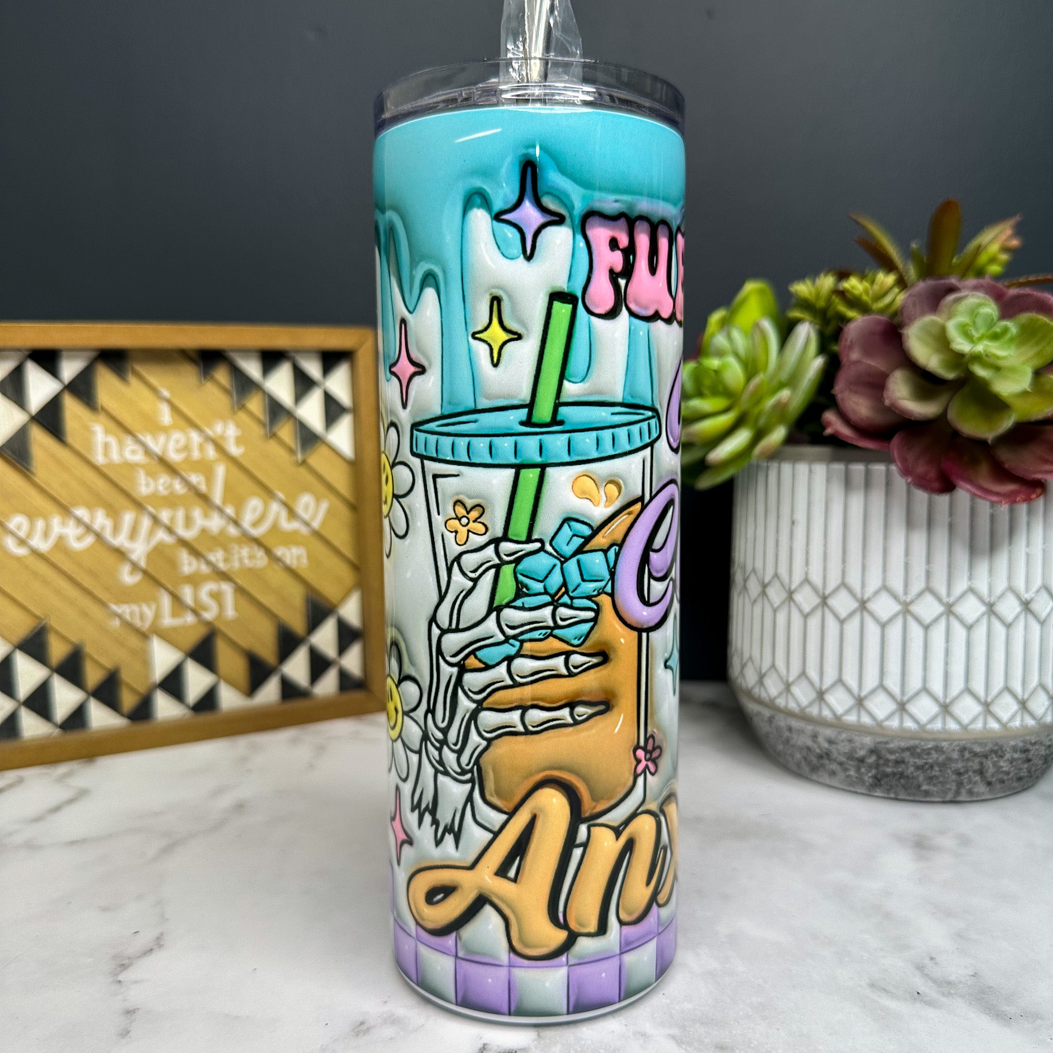 Fueled By Iced Coffee & Anxiety 3D Tumbler