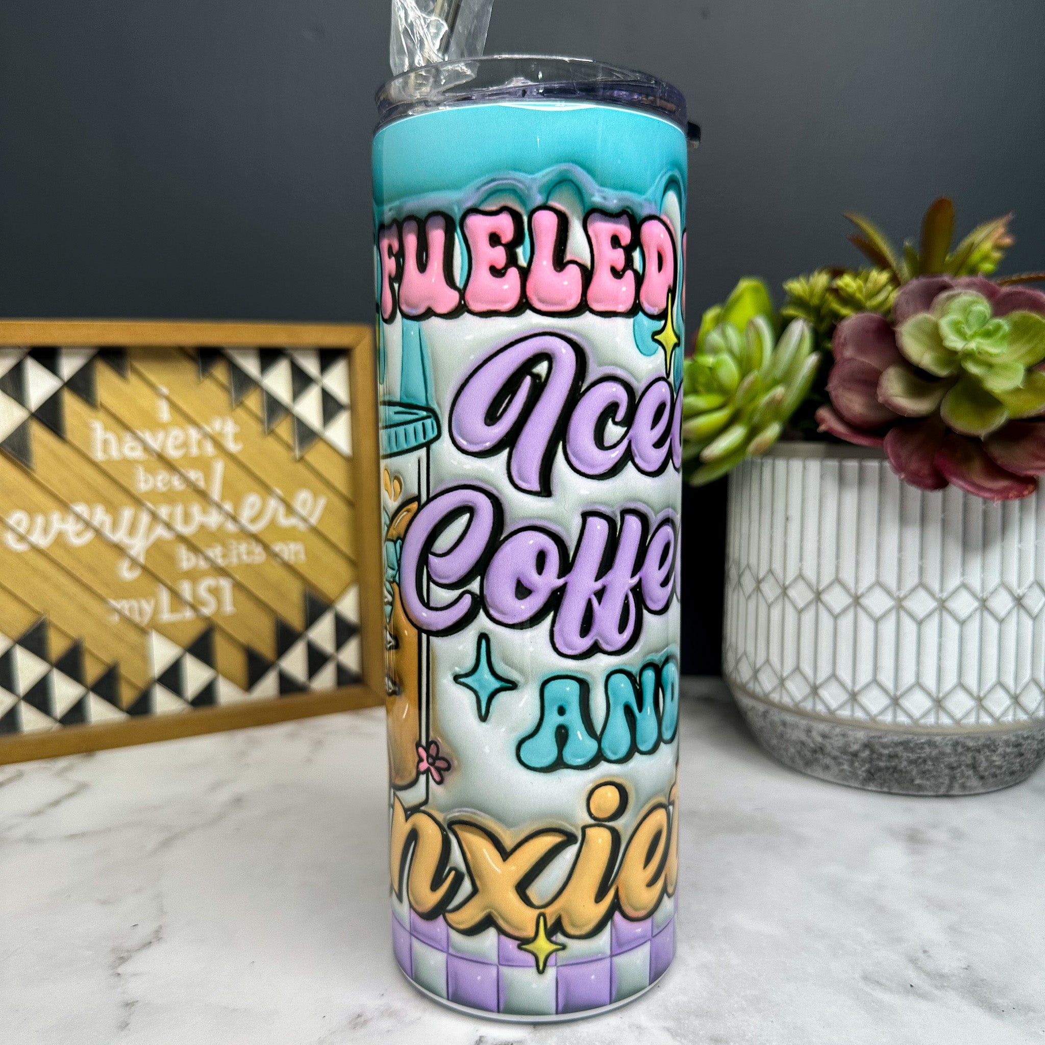 Fueled By Iced Coffee & Anxiety 3D Tumbler