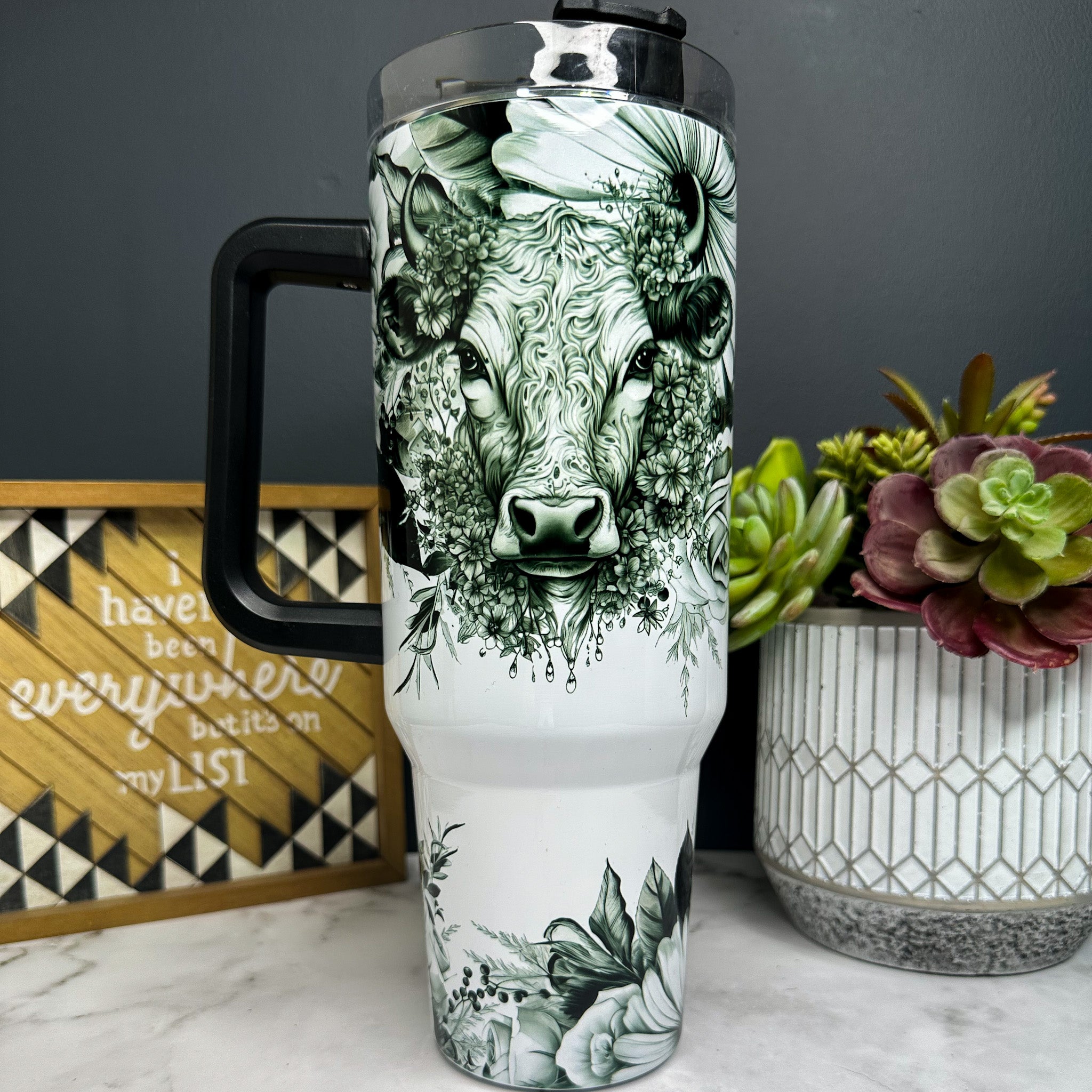 Floral Cow 40oz Tumbler