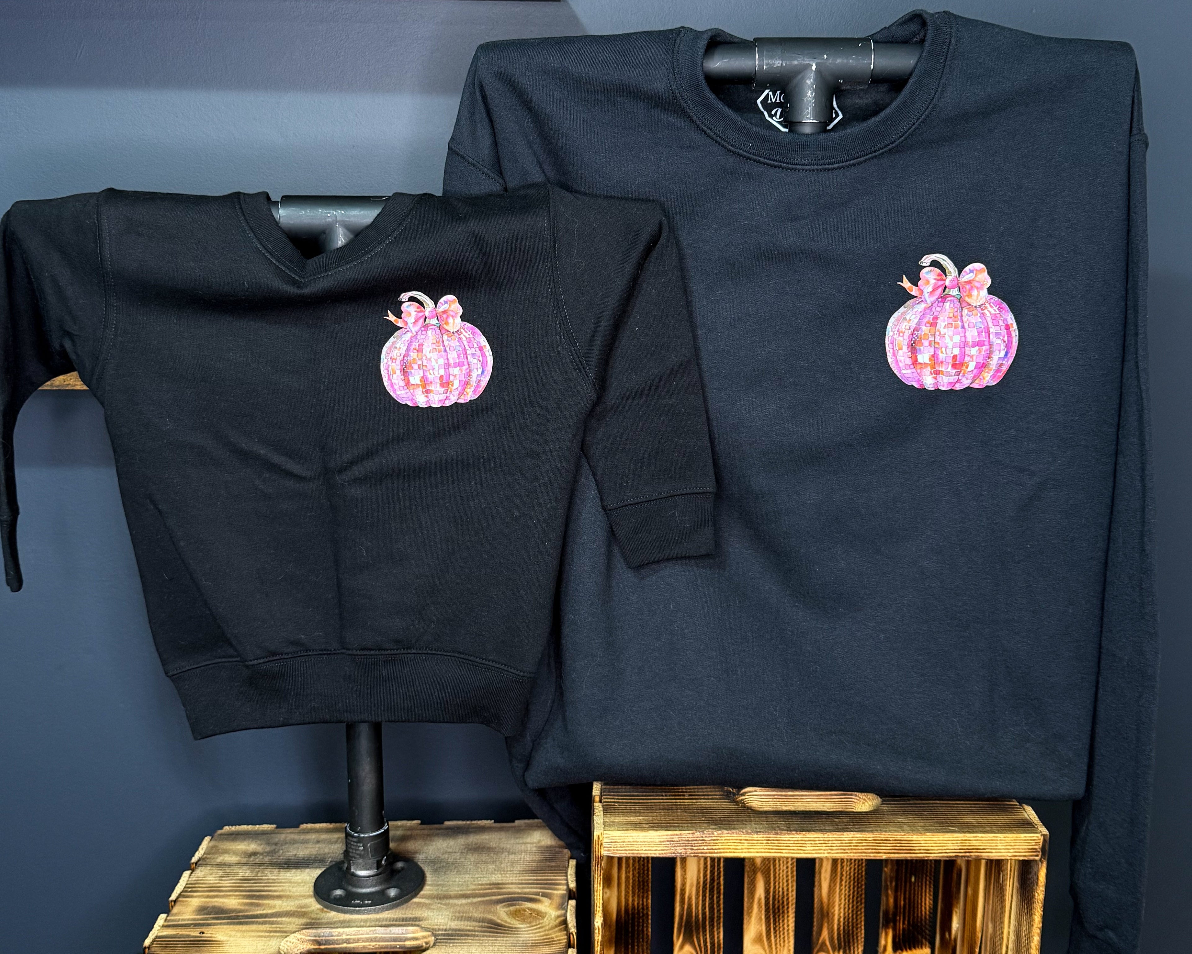 Mommy & Me Pink Pumpkin Sweatshirts