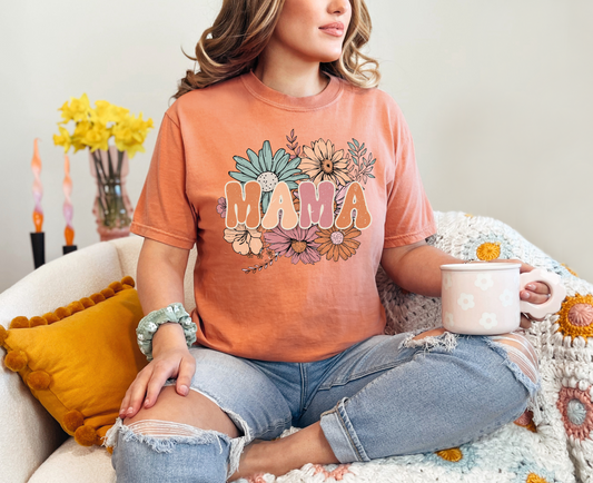 Pastel Floral Grunge Mama T-Shirt