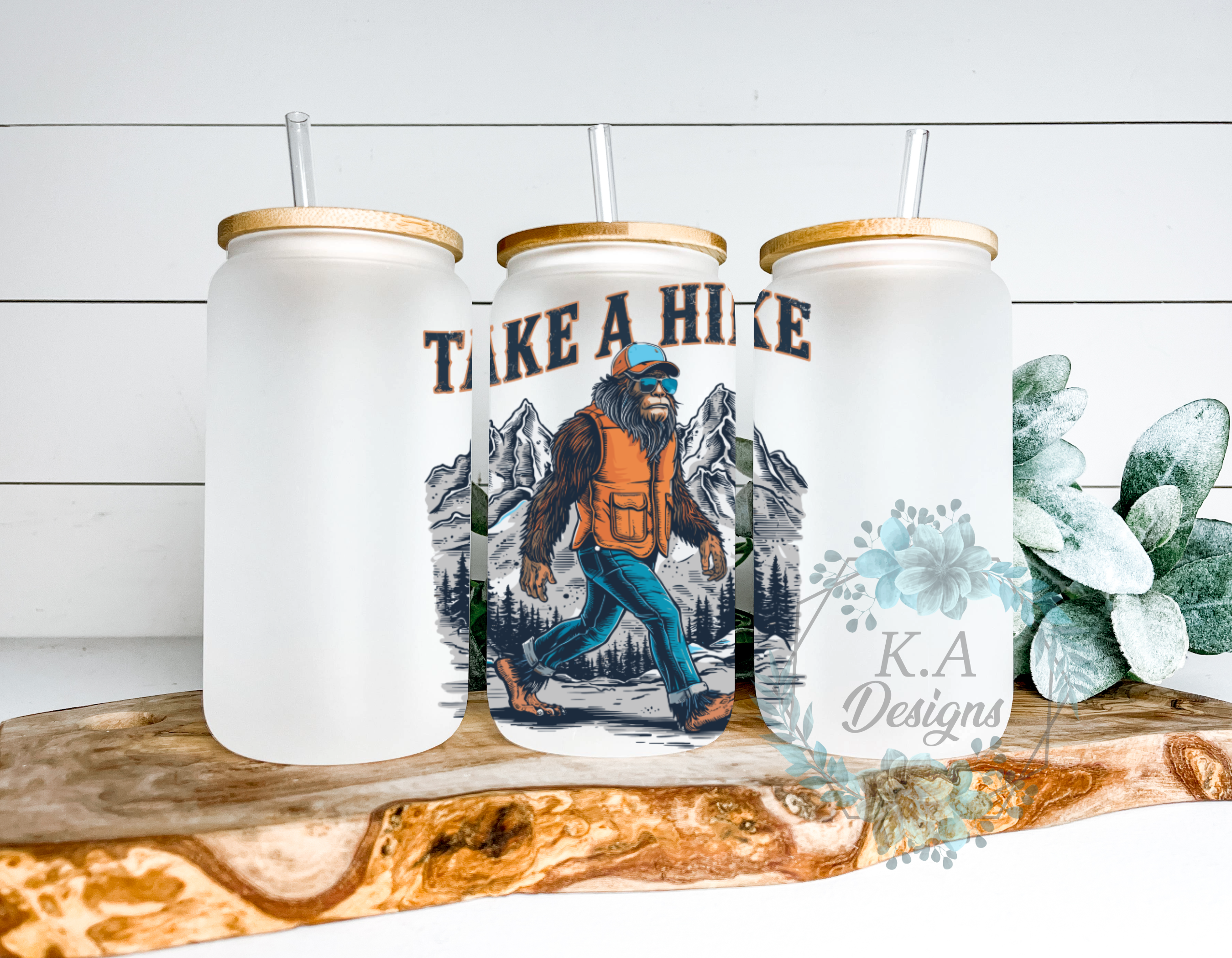 Take A Hike Frosted Glass Can